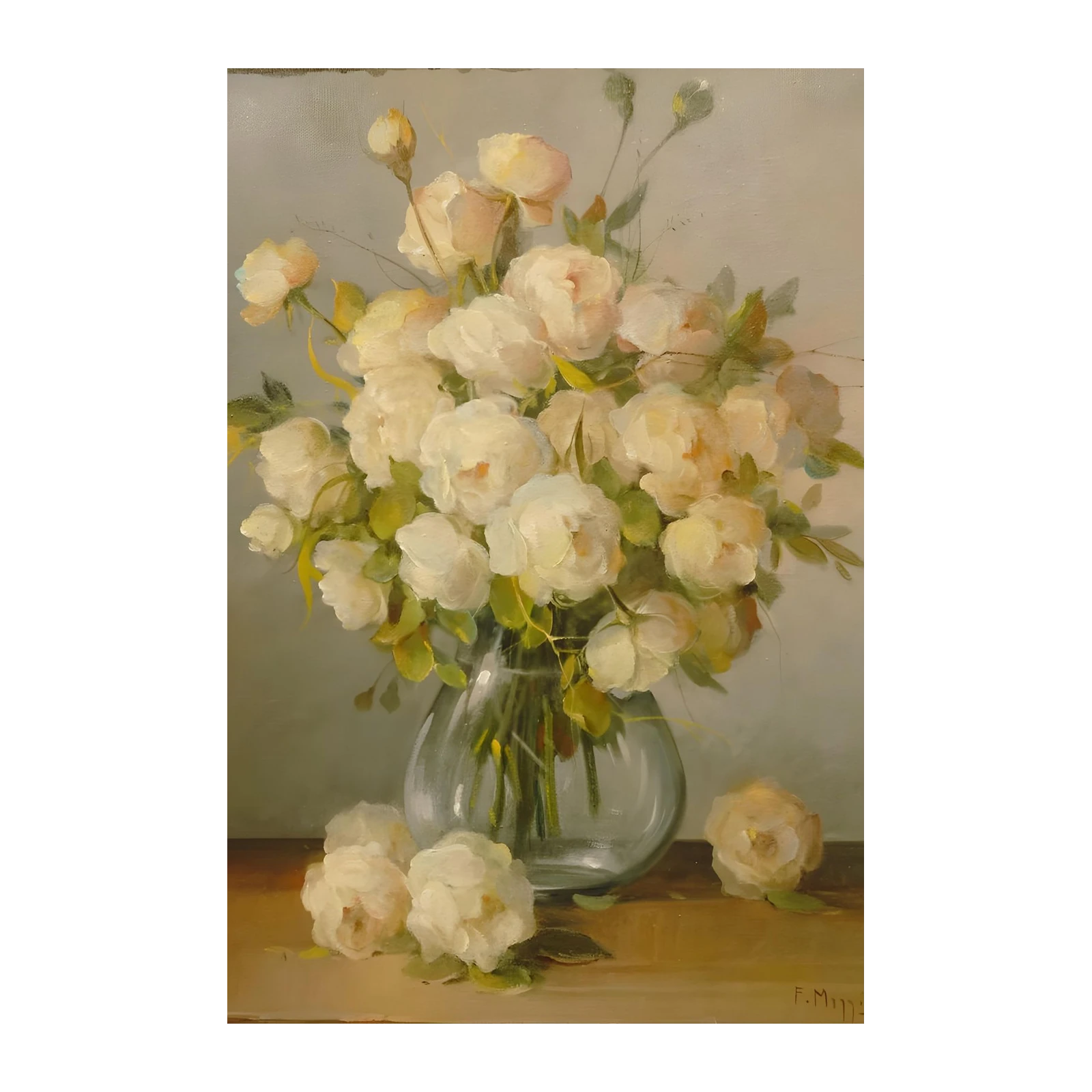 Soft White Roses Still Life Wall Art