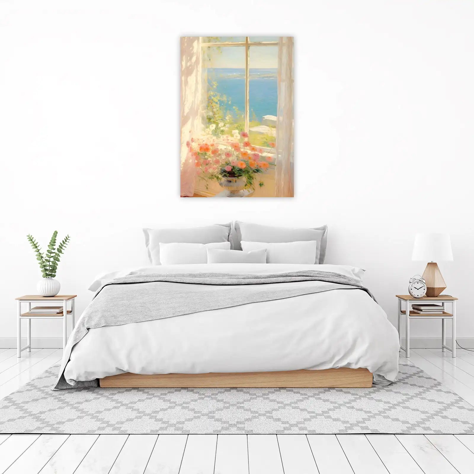 Floral Seaside Window Impressionist Wall Art