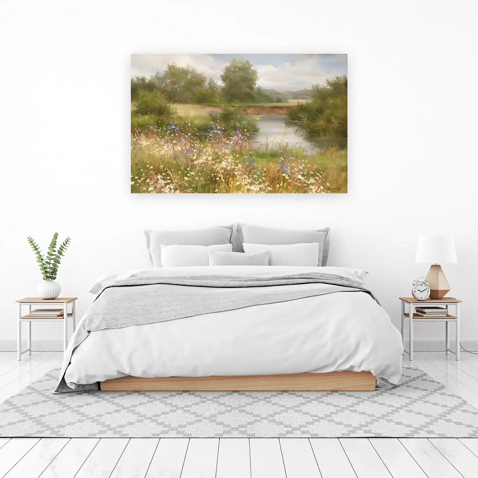 Serene Riverside Meadow Floral Wall Art