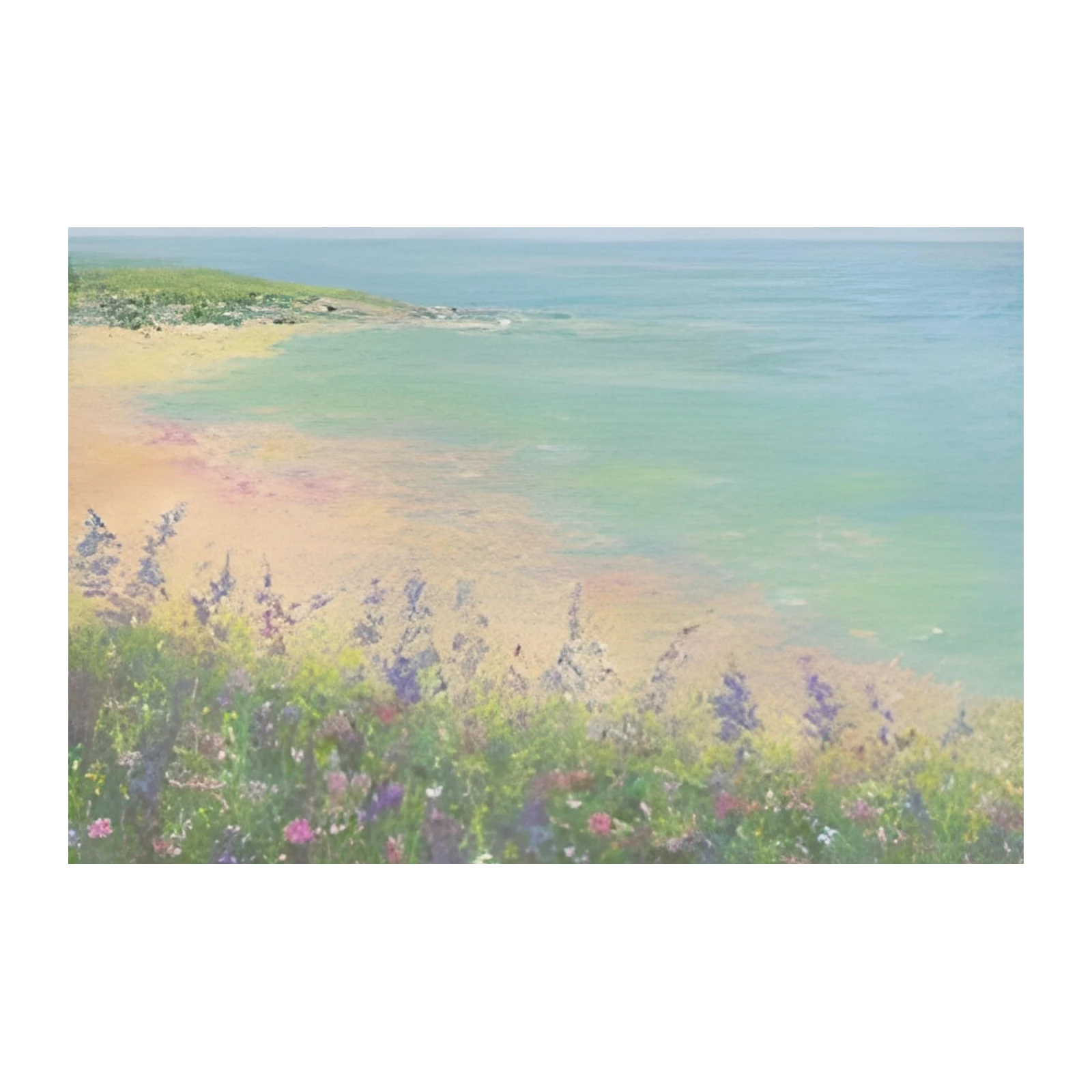 Serene Coastal Wildflowers Wall Art