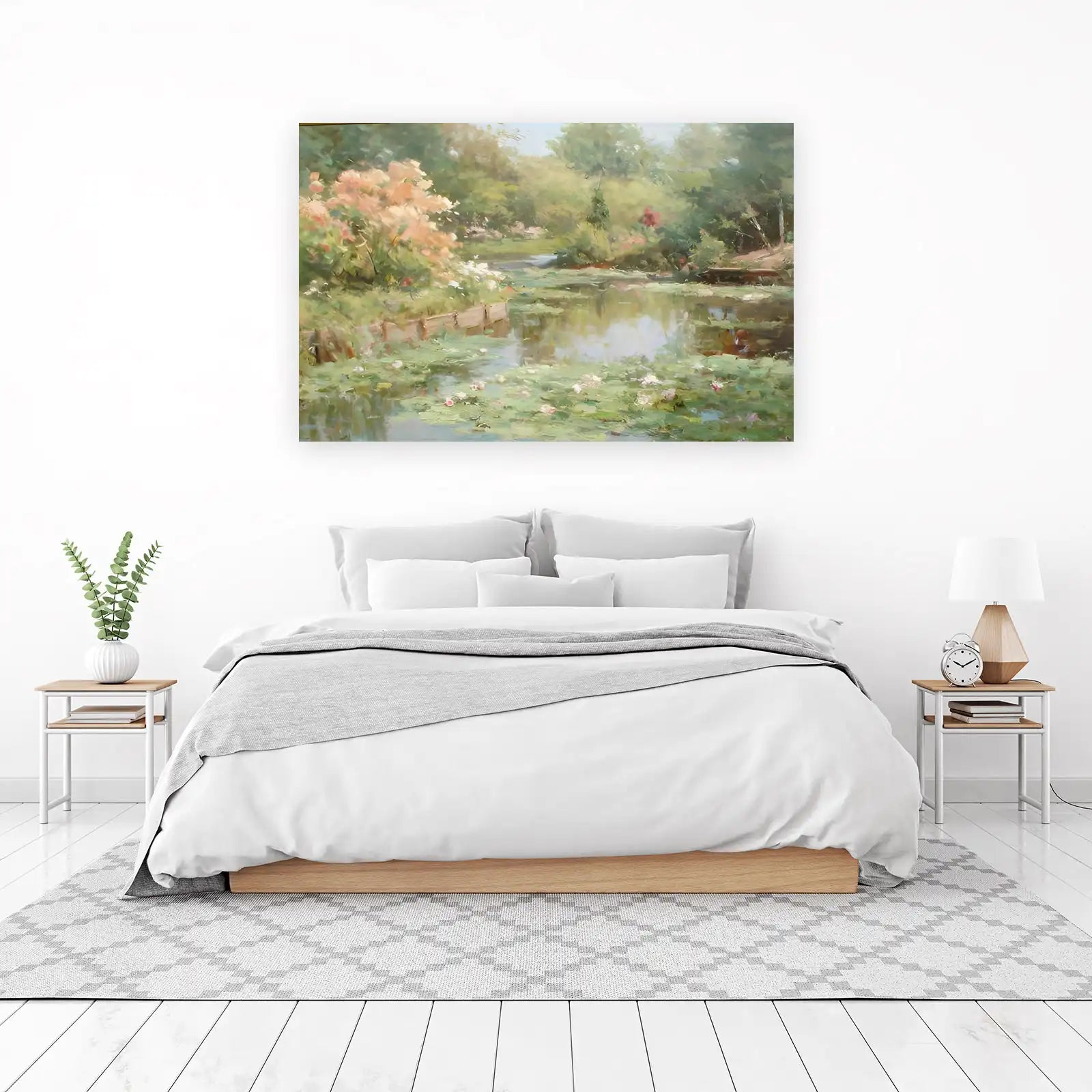 Serene Garden Pond Landscape Wall Art