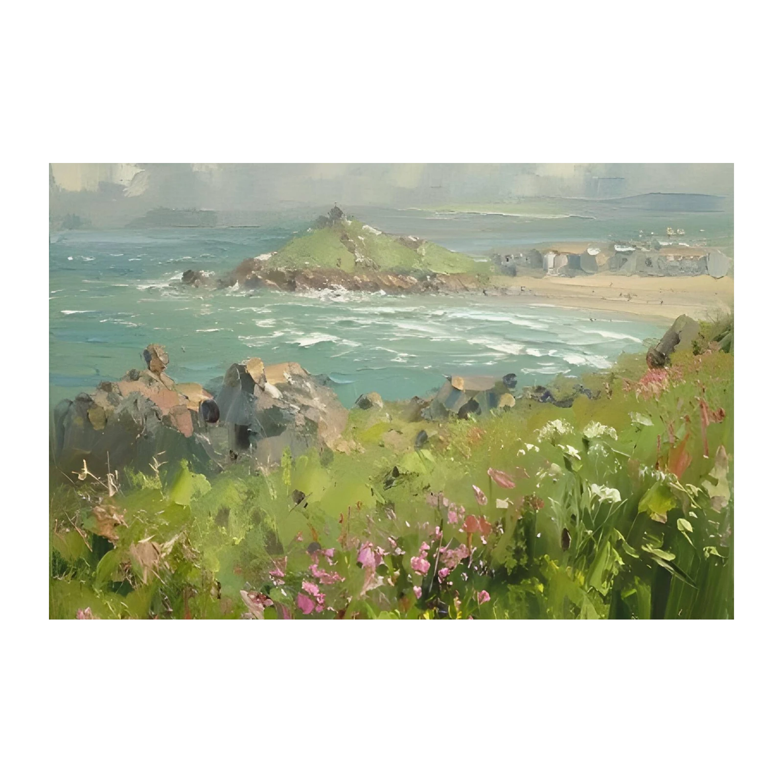 Coastal Serenity Landscape Oil Painting Wall Art