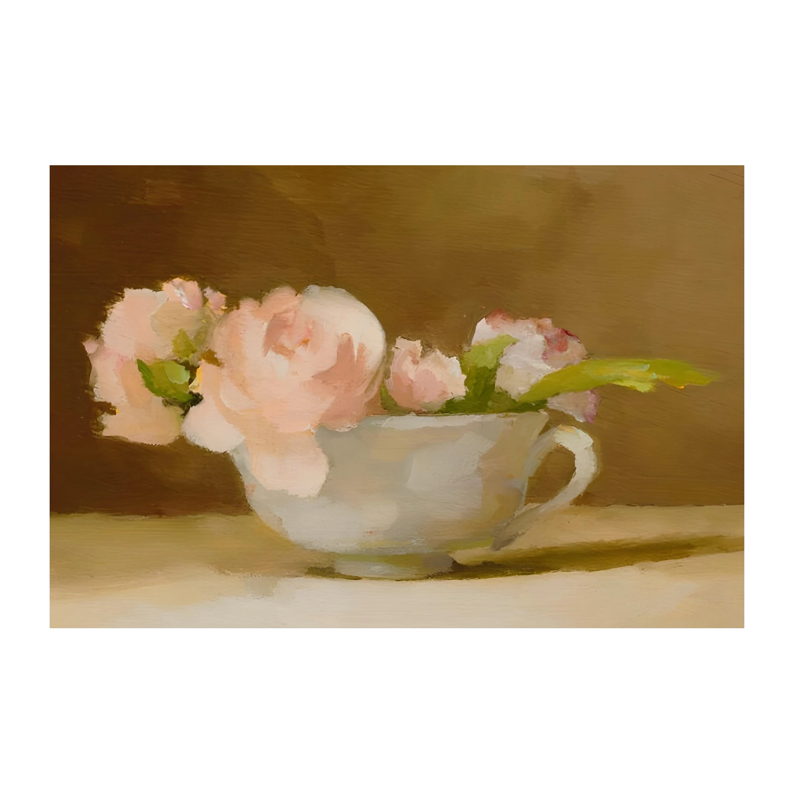 Soft Blush Roses in Teacup Wall Art
