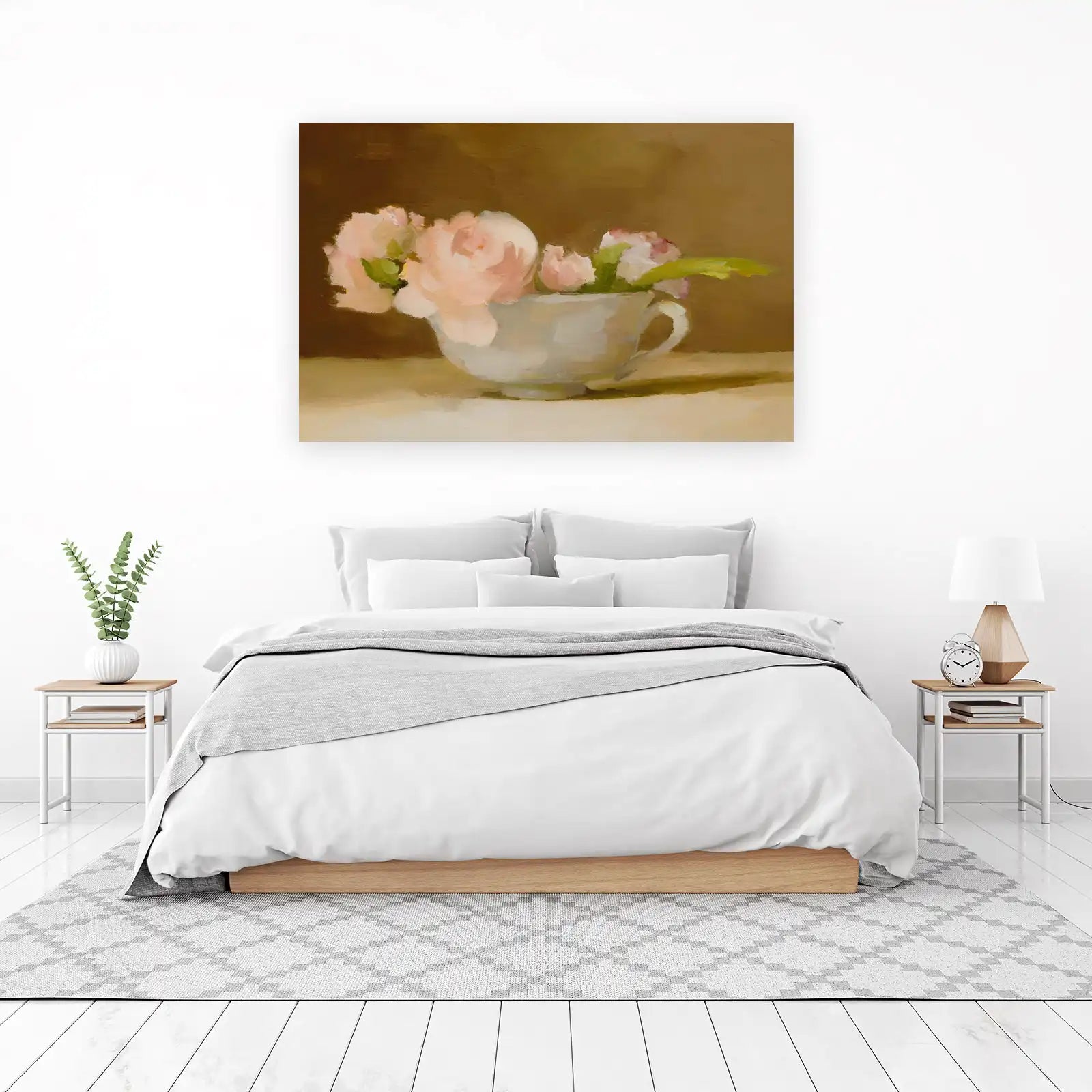 Soft Blush Roses in Teacup Wall Art