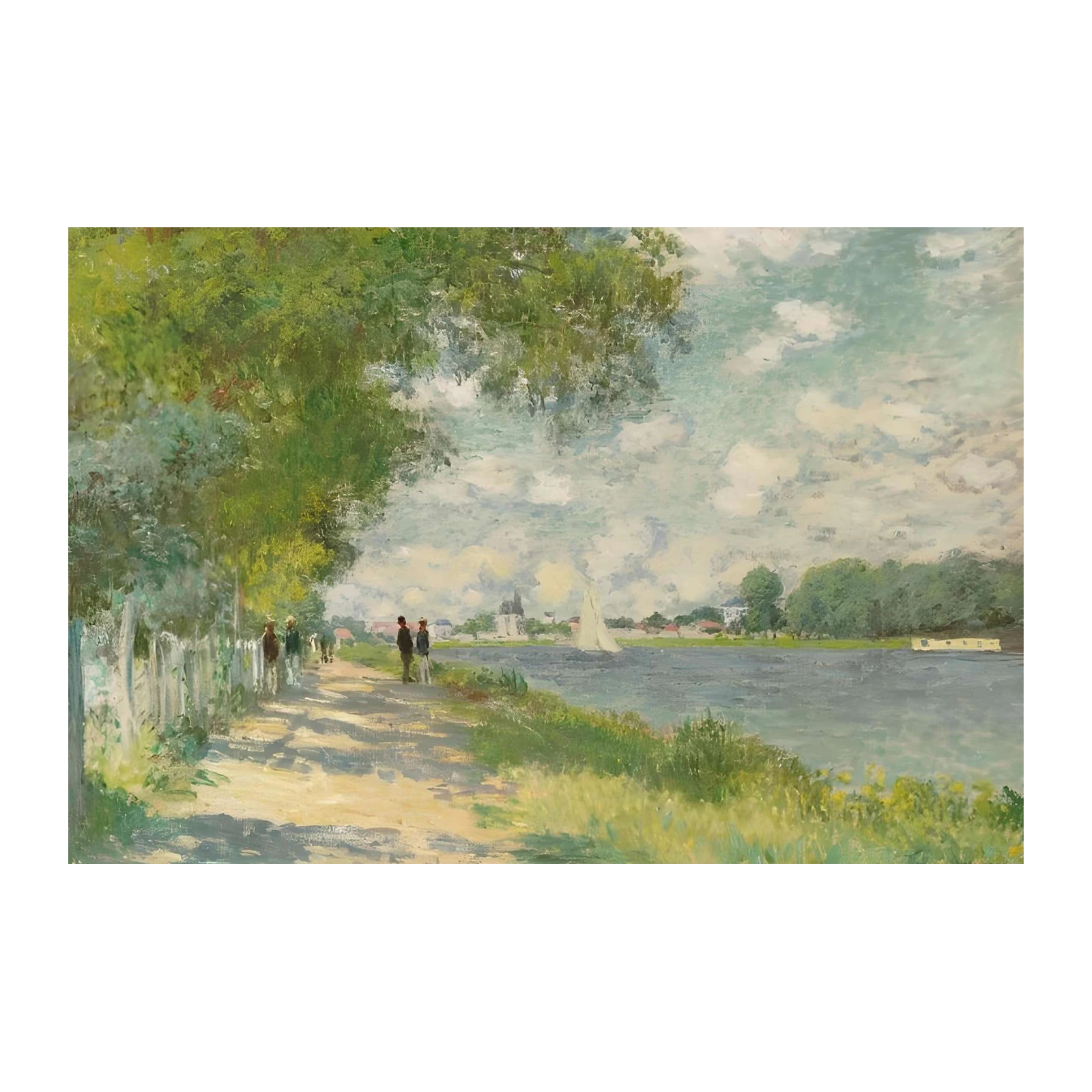 Serene River Landscape Impressionist Wall Art
