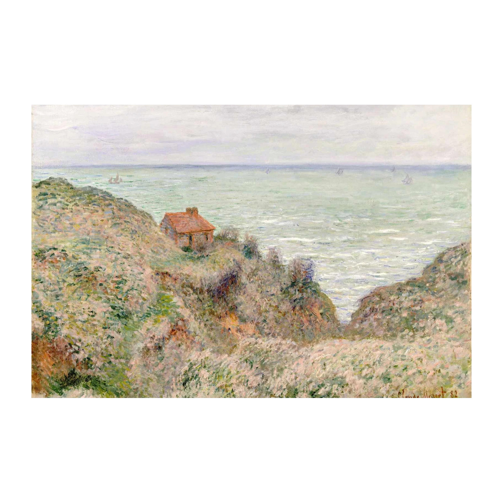 Coastal Cottage Seascape Monet Wall Art