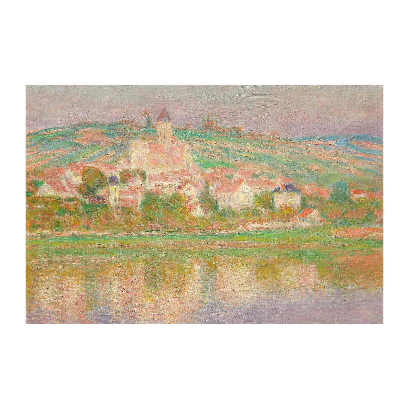 Impressionist Riverside Village Wall Art