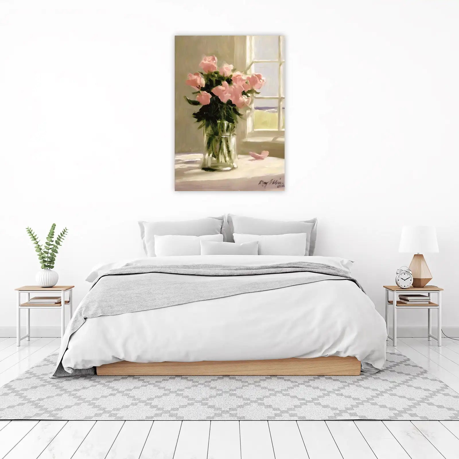 Soft Pink Roses by Window Wall Art
