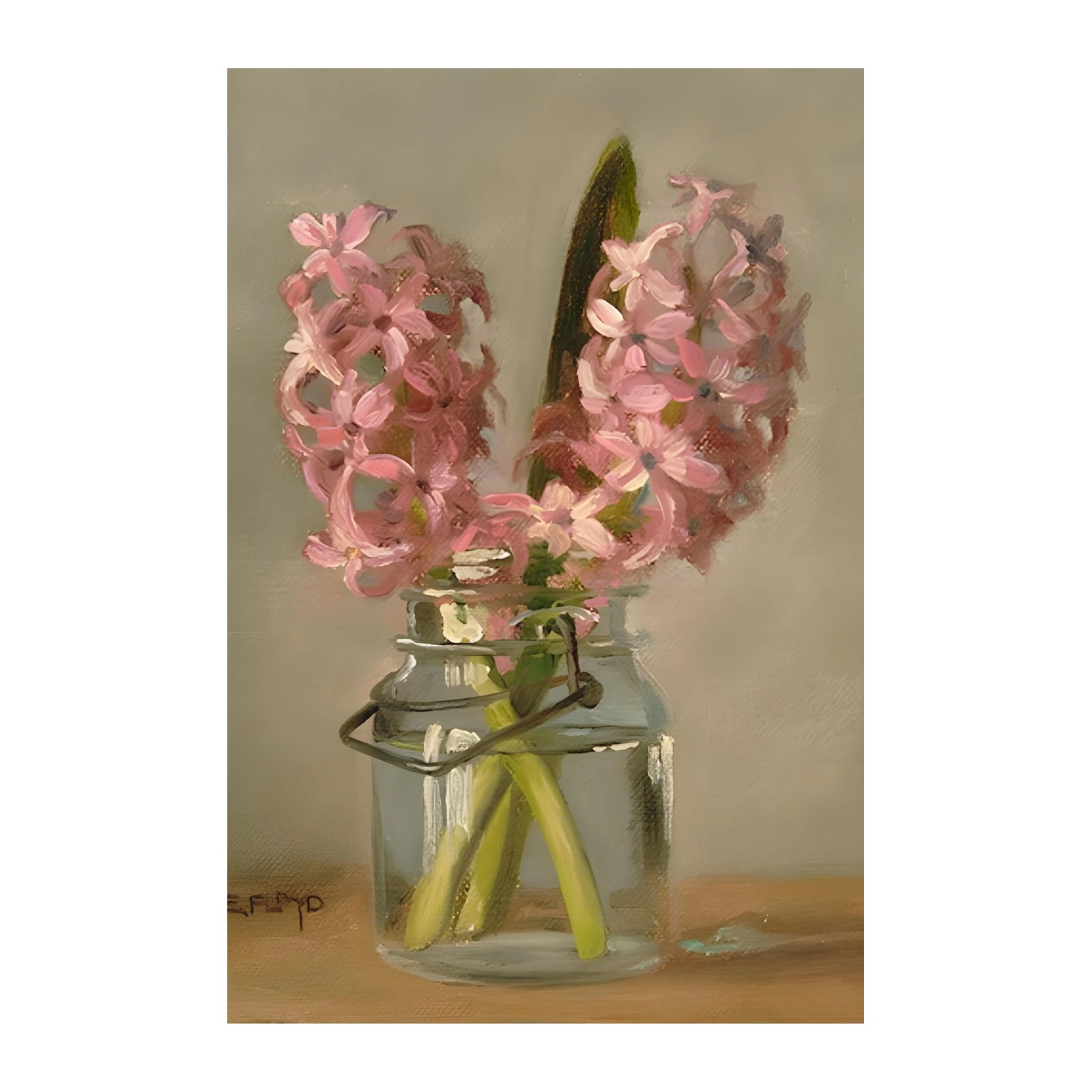 Pink Hyacinths Still Life Wall Art