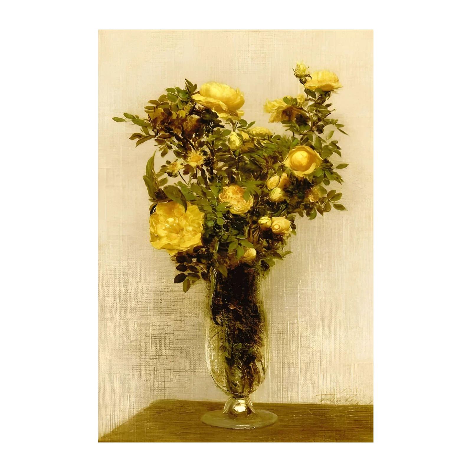 Vibrant Yellow Roses Still Life Wall Art
