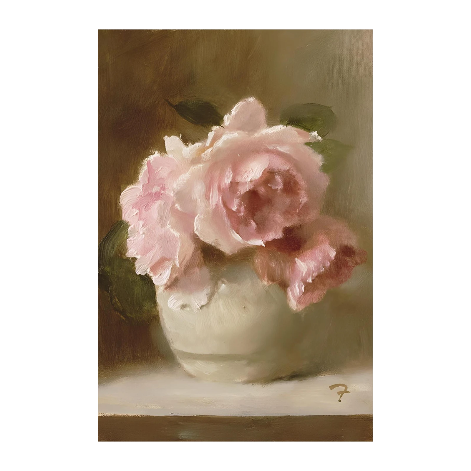 Elegant Pink Rose Still Life Wall Art