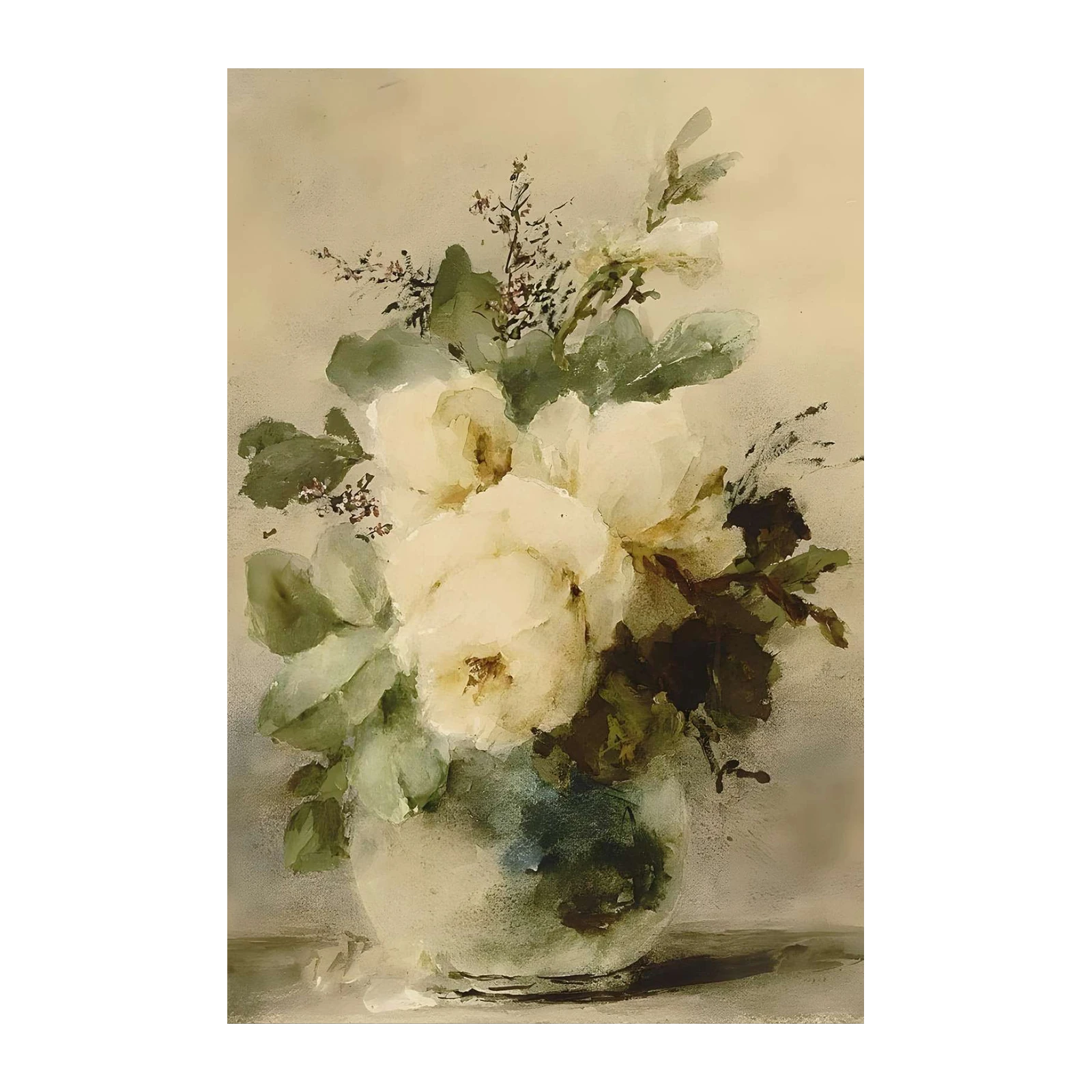 Elegant White Roses Still Life Wall Art
