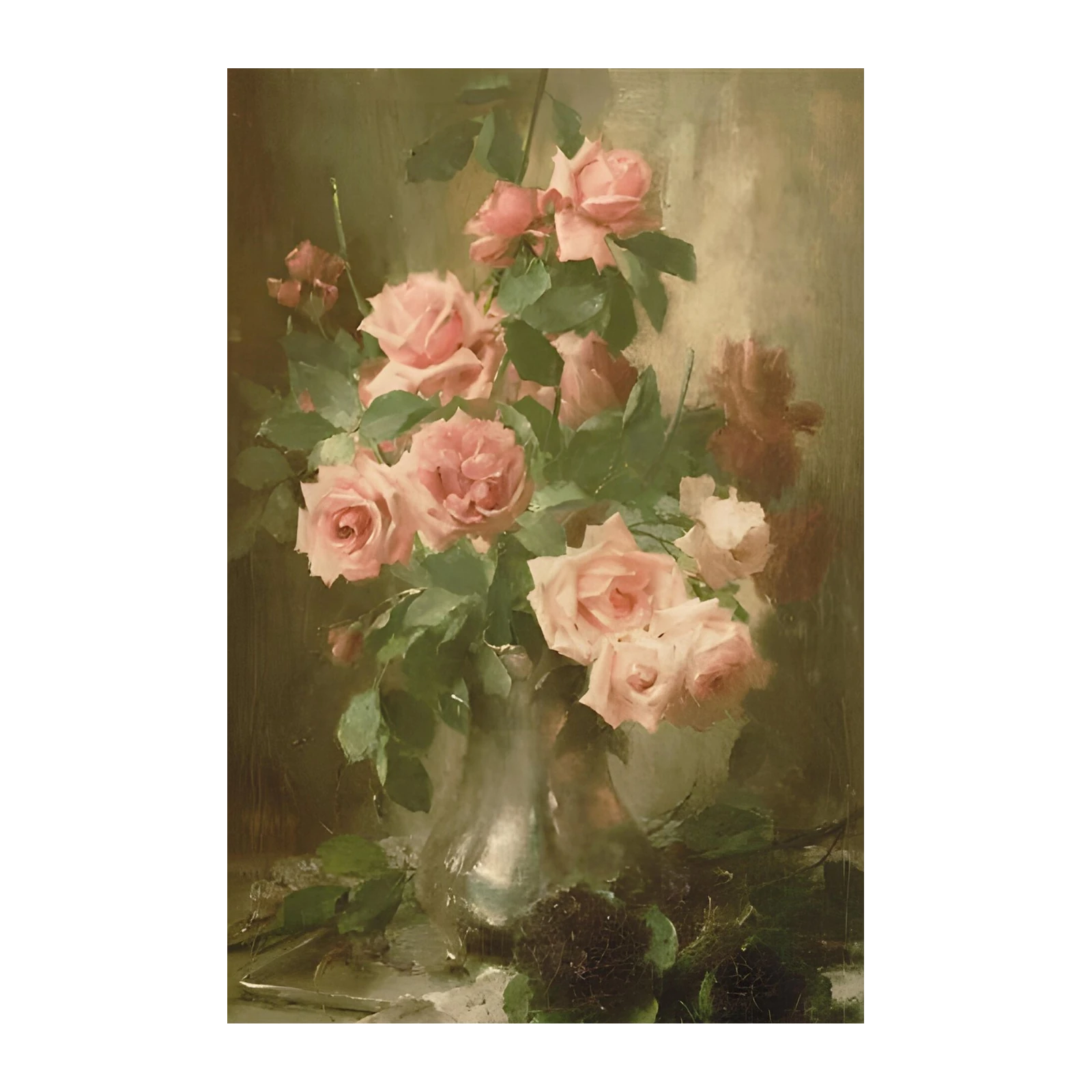 Elegant Pink Roses Still Life Wall Art
