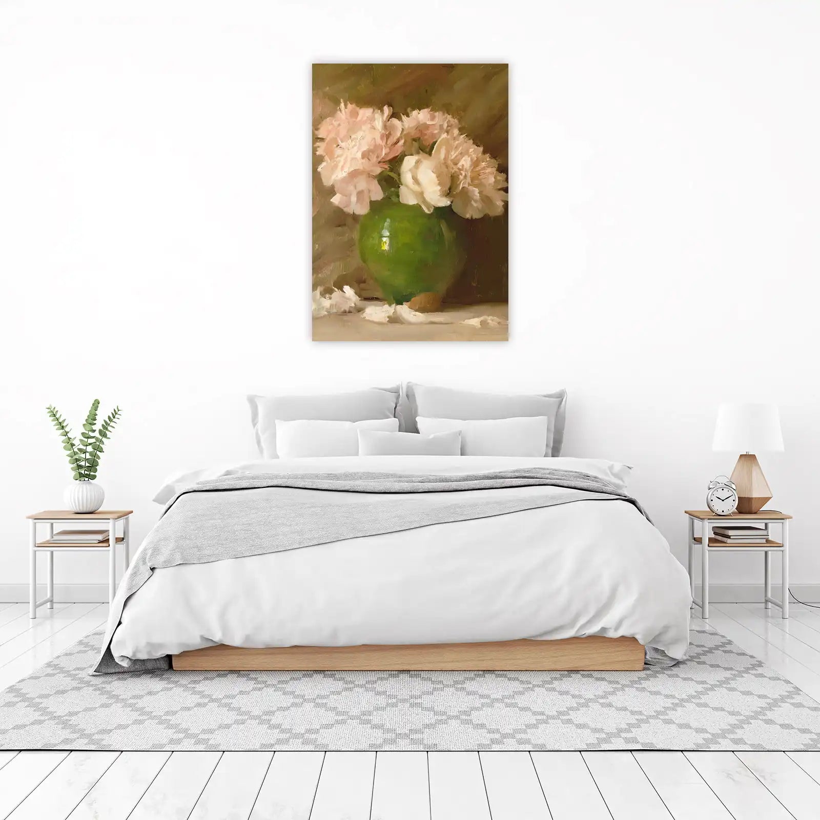 Soft Peonies in Green Vase Wall Art