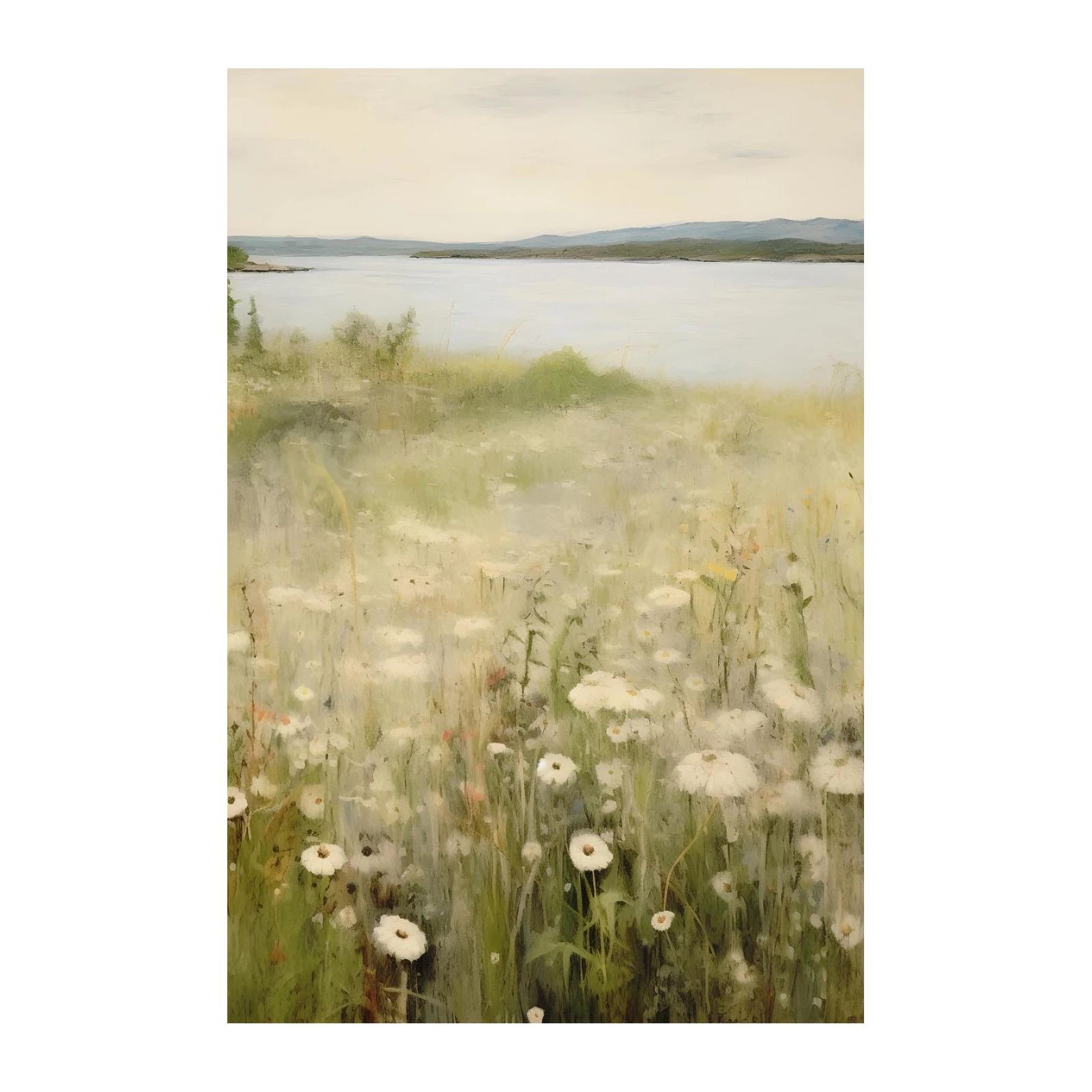 Serene Meadow Lakeside Wall Art