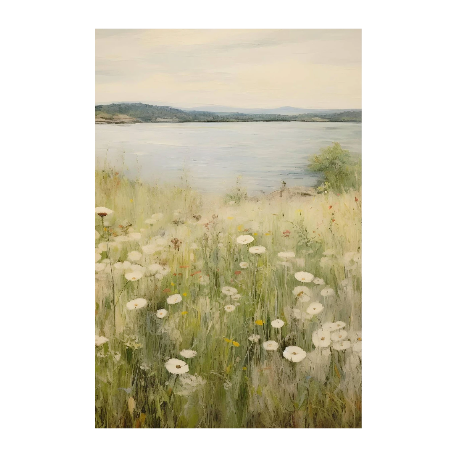 Serene Meadow Lake Landscape Wall Art