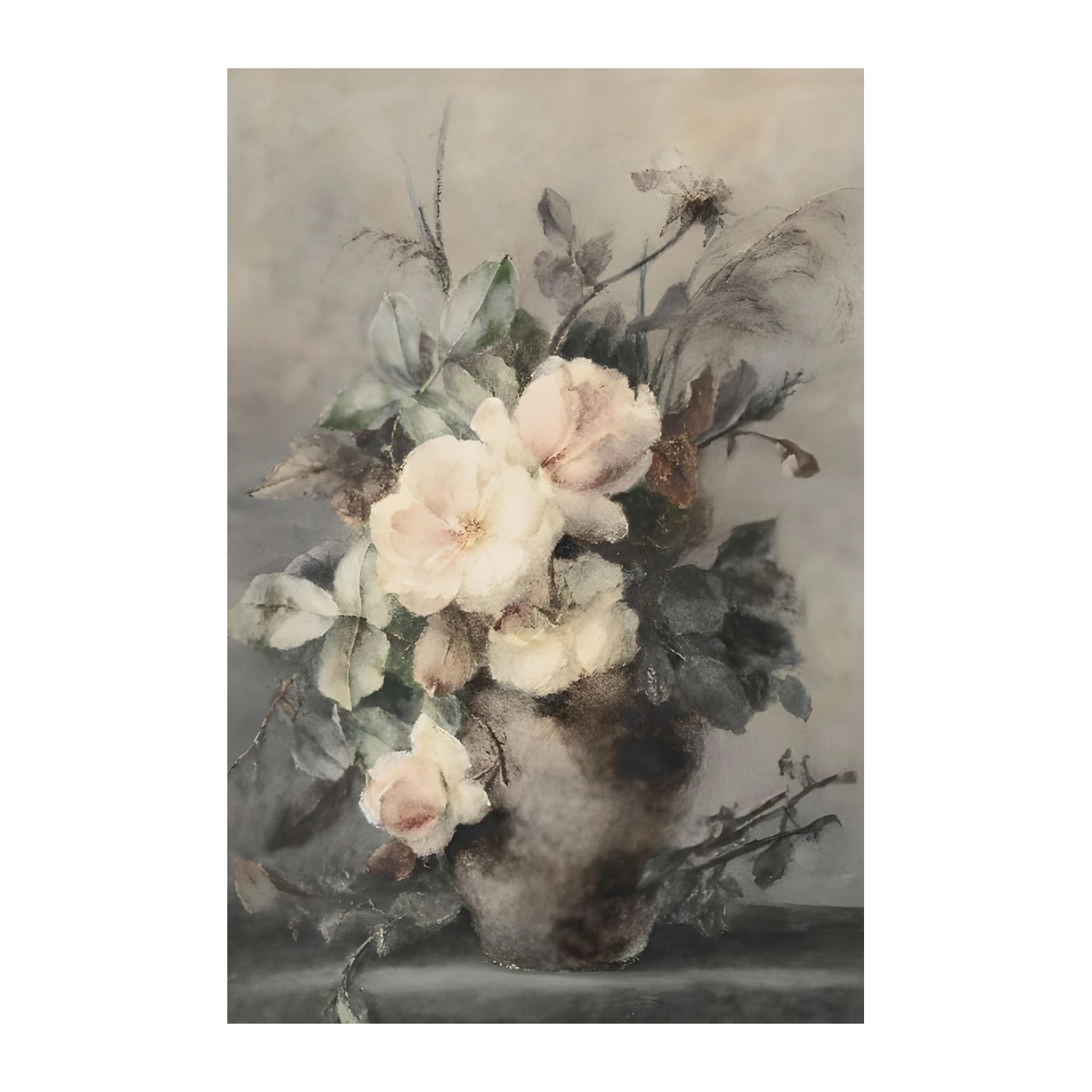 Soft Vintage Rose Bouquet Wall Art