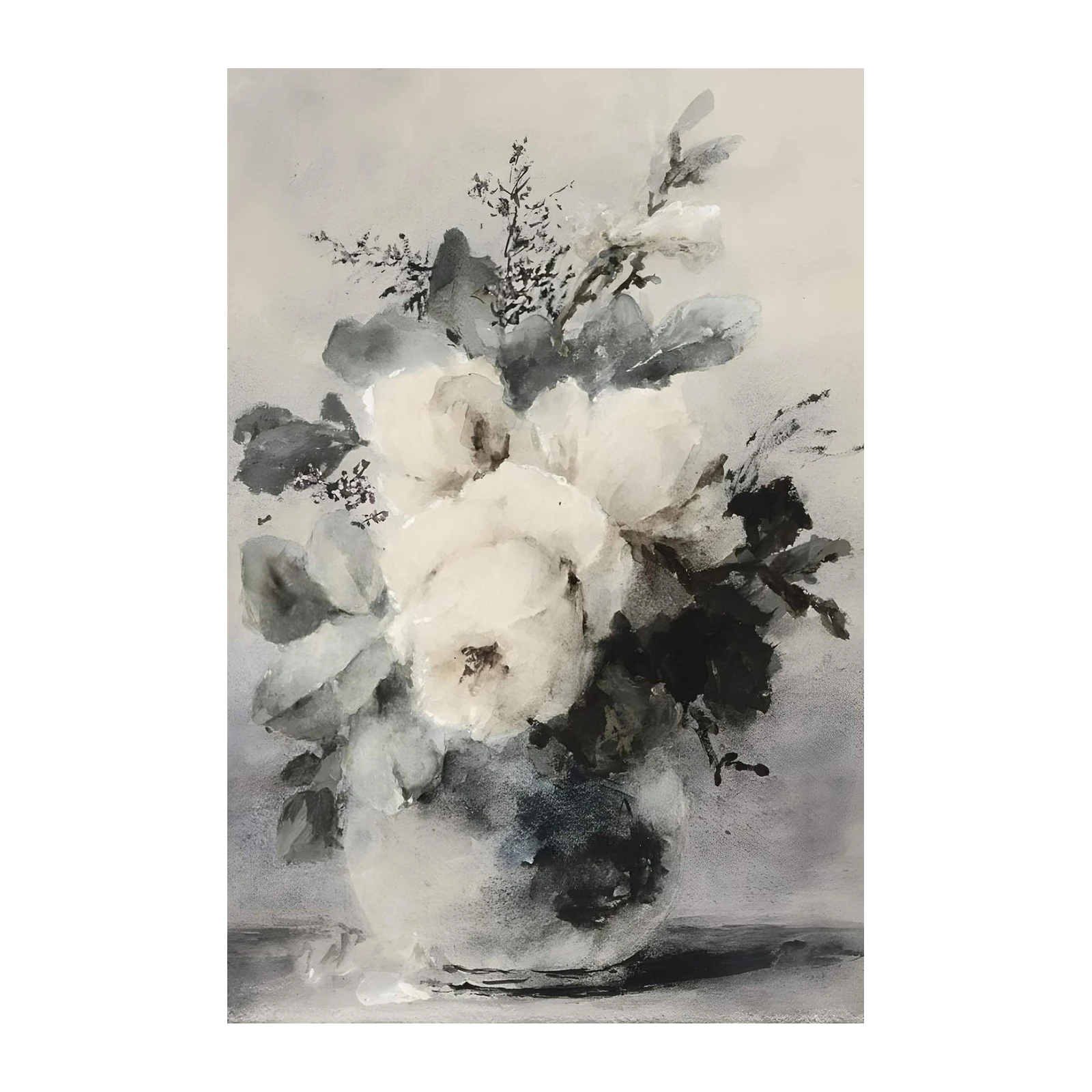 Monochromatic Rose Bouquet Wall Art