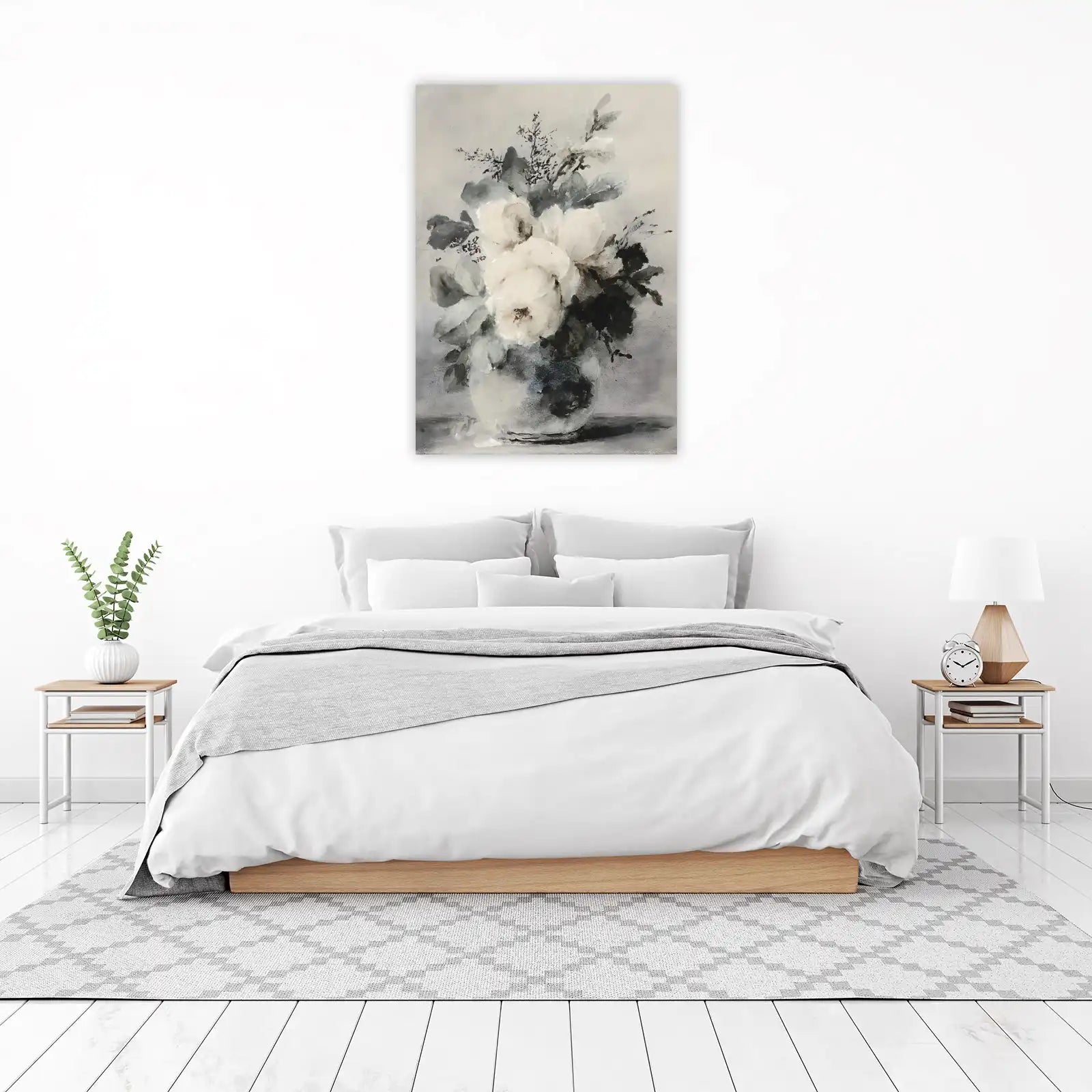 Monochromatic Rose Bouquet Wall Art