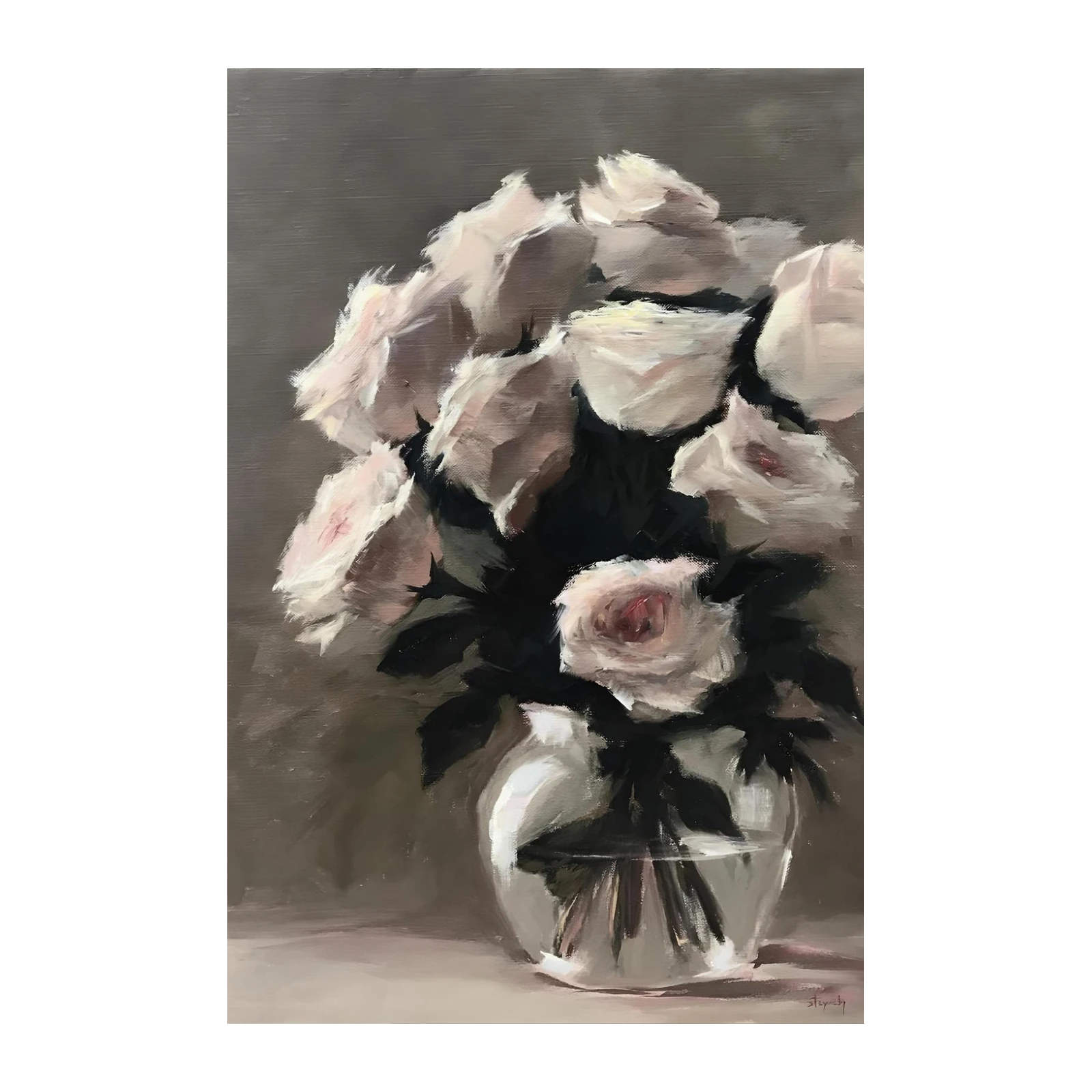 Soft Blush Roses Still Life Wall Art