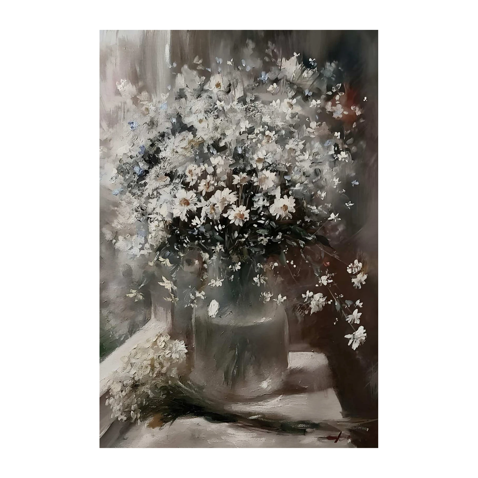 Ethereal White Daisy Bouquet Wall Art