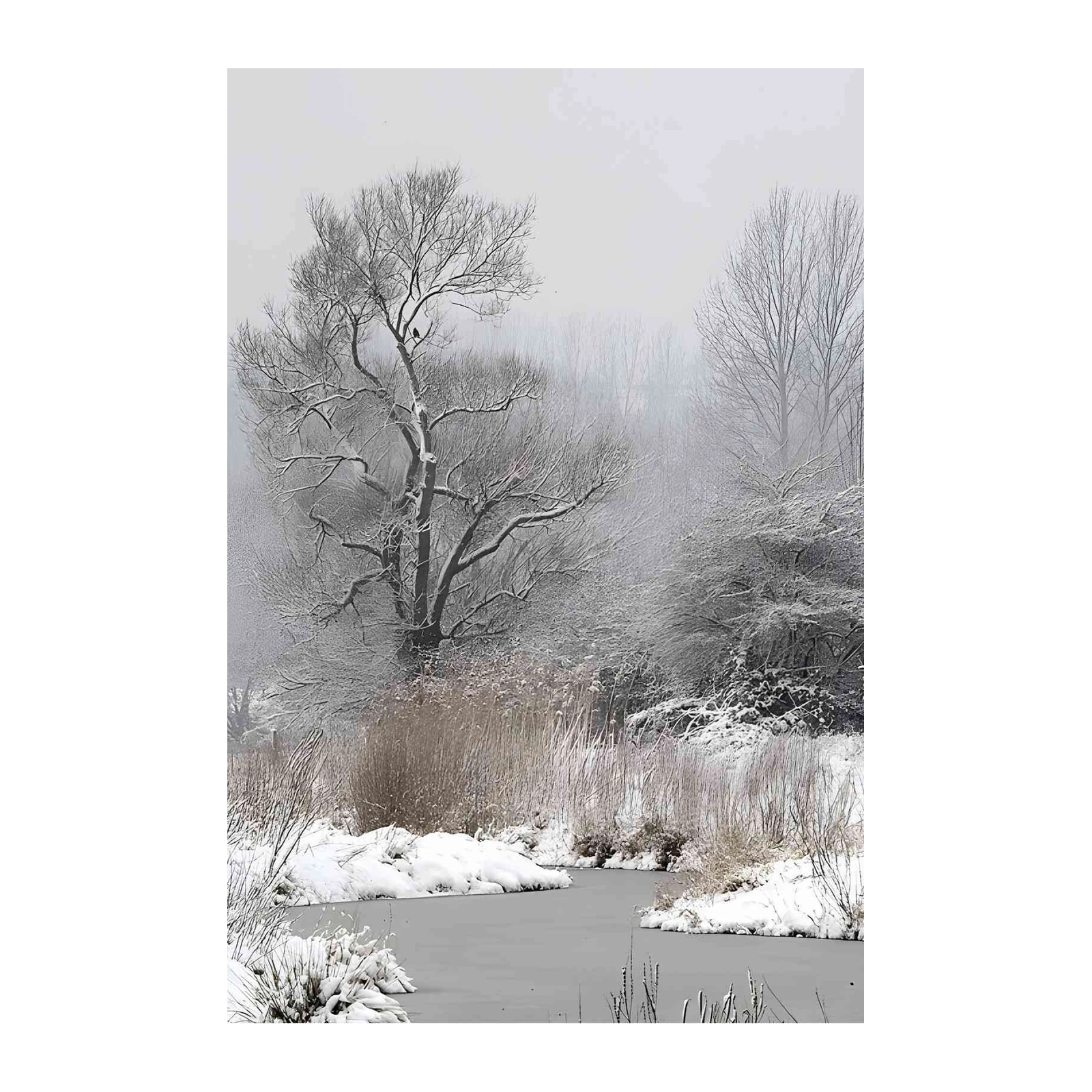 Winter Serenity Tree Landscape Wall Art
