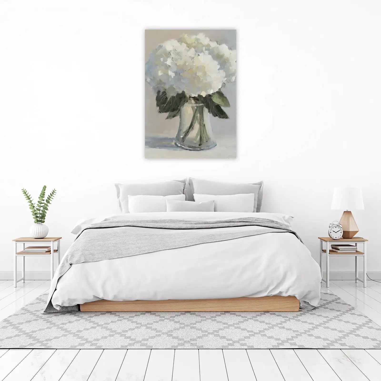 Serene White Hydrangea Still Life Wall Art