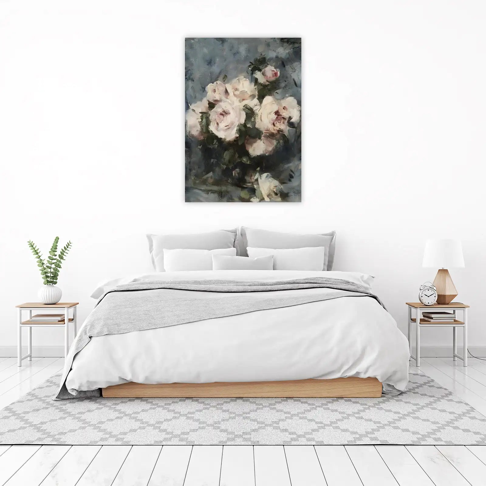 Elegant White Rose Still Life Wall Art