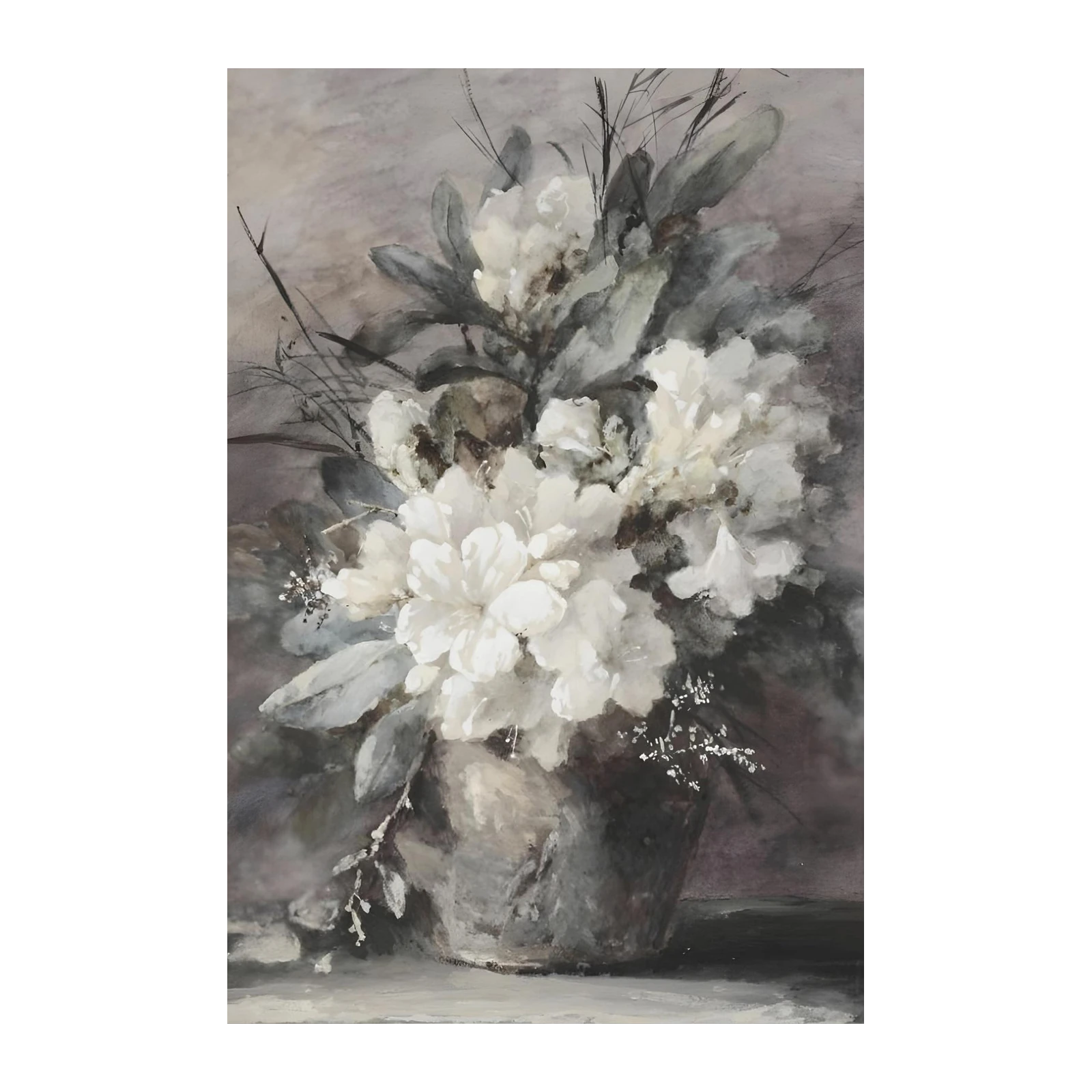Elegant White Floral Still Life Wall Art