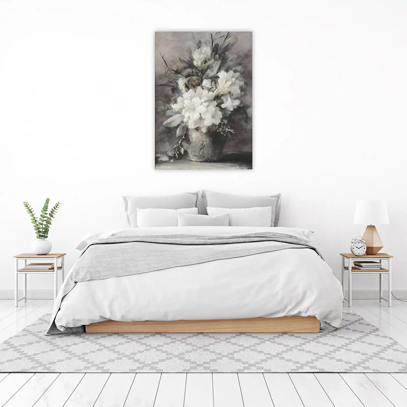 Elegant White Floral Still Life Wall Art