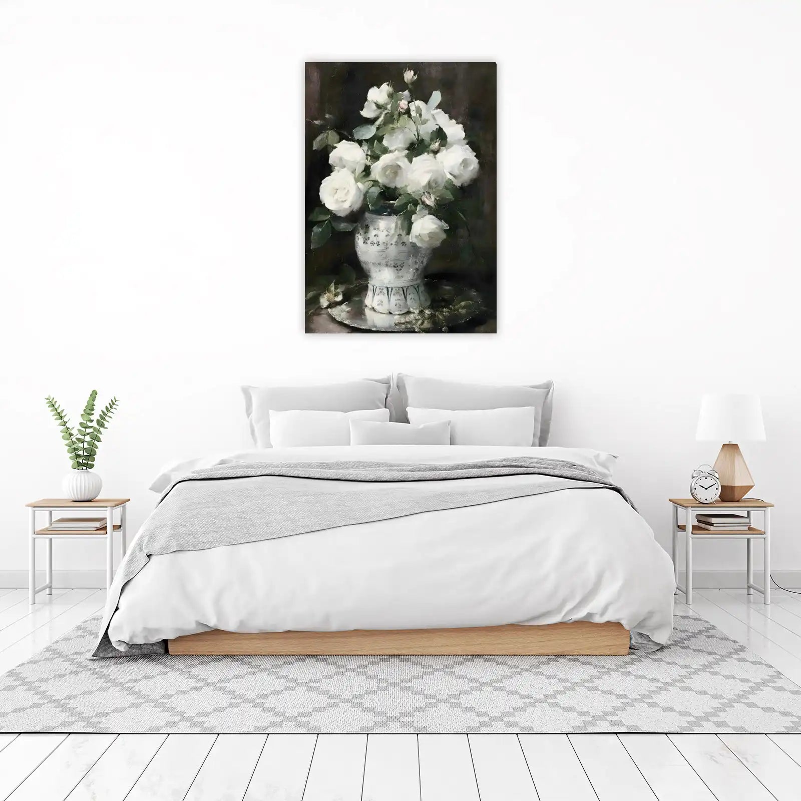 Elegant White Roses Still Life Wall Art