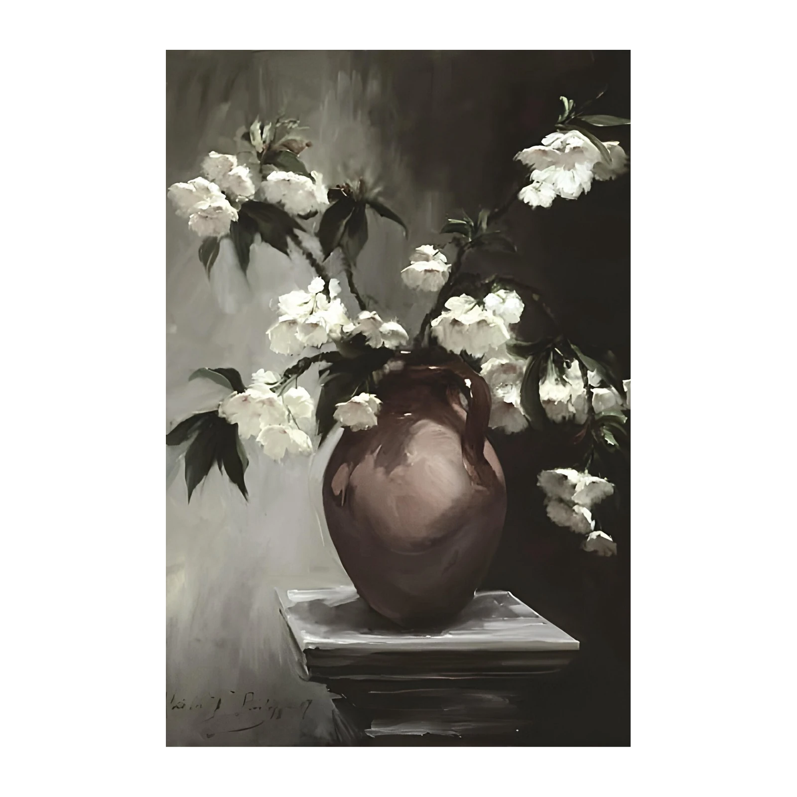 Elegant White Blossom Vase Wall Art