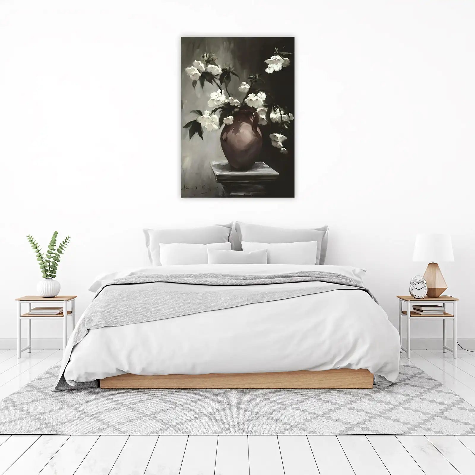 Elegant White Blossom Vase Wall Art