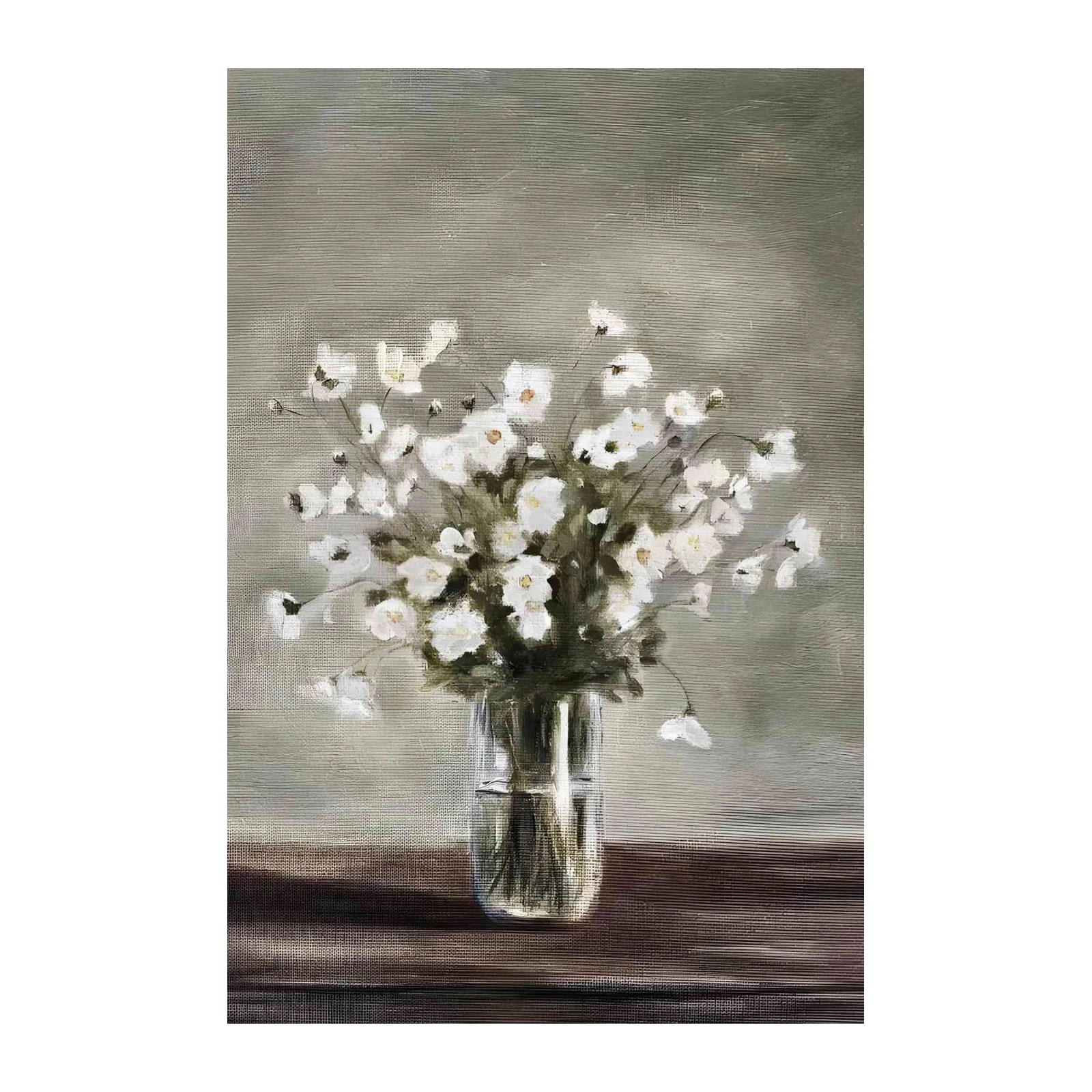 Serene White Daisies in Glass Vase Wall Art