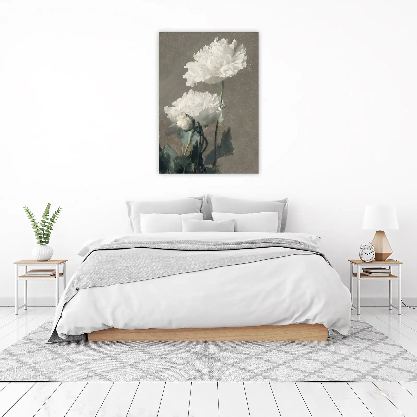 Elegant White Poppies Floral Wall Art Wall Art