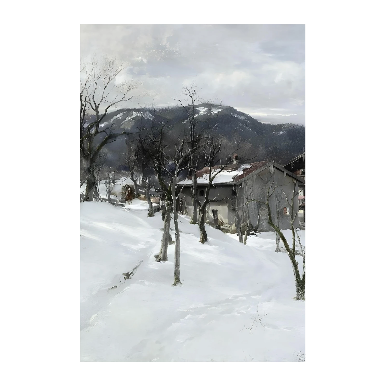 Winter Village Serenity Mountain Wall Art