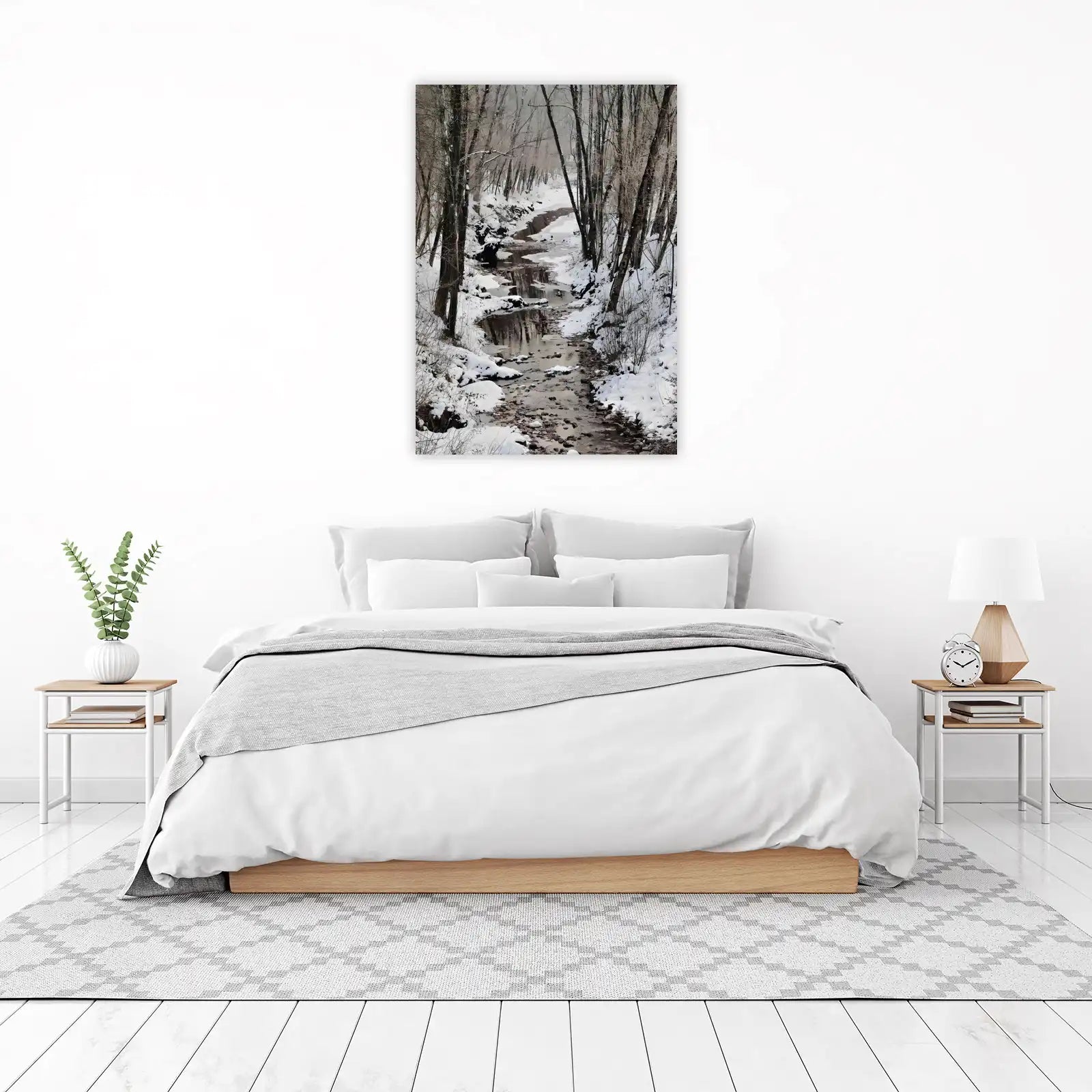 Winter Forest Stream Serenity Wall Art