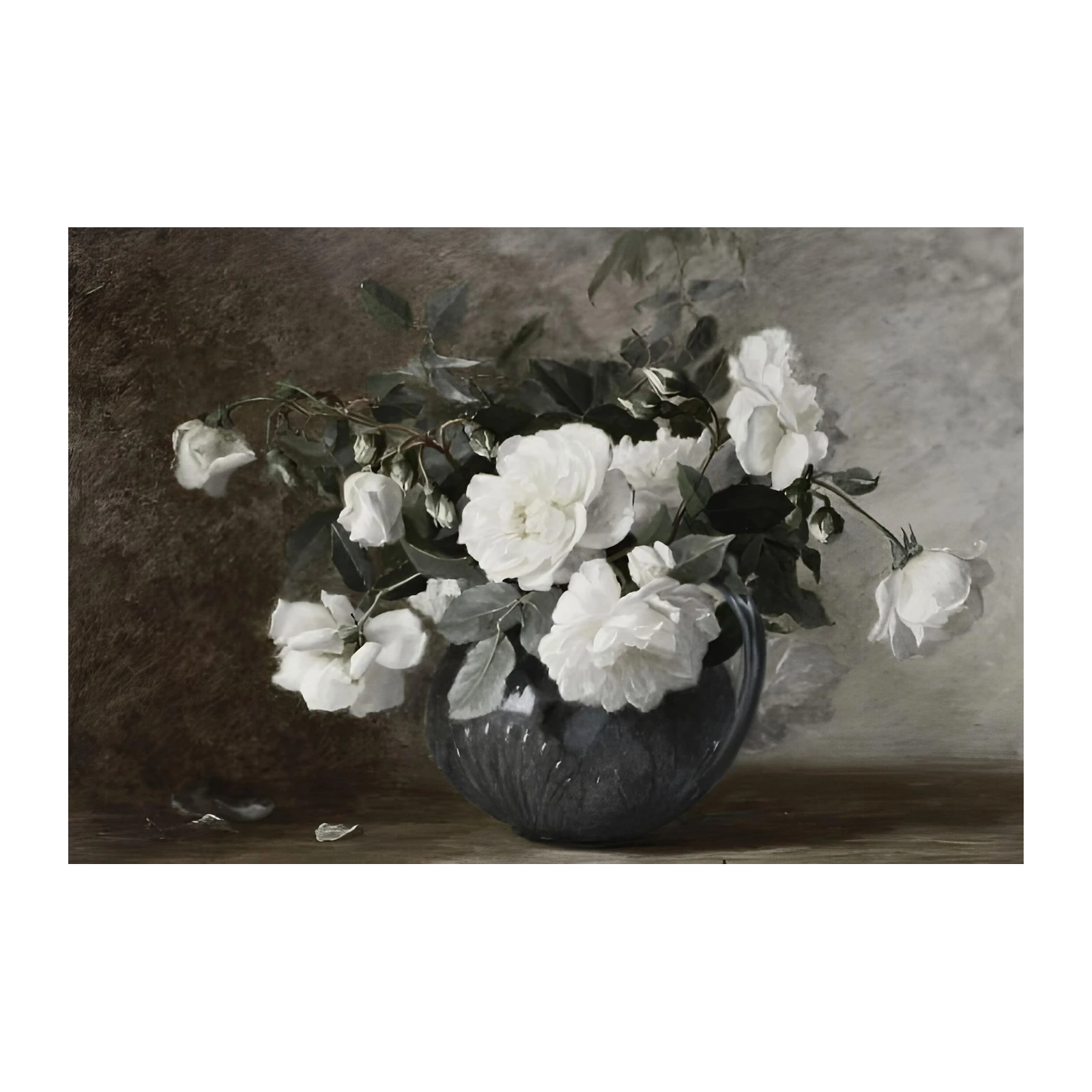 Elegant White Roses Still Life Wall Art
