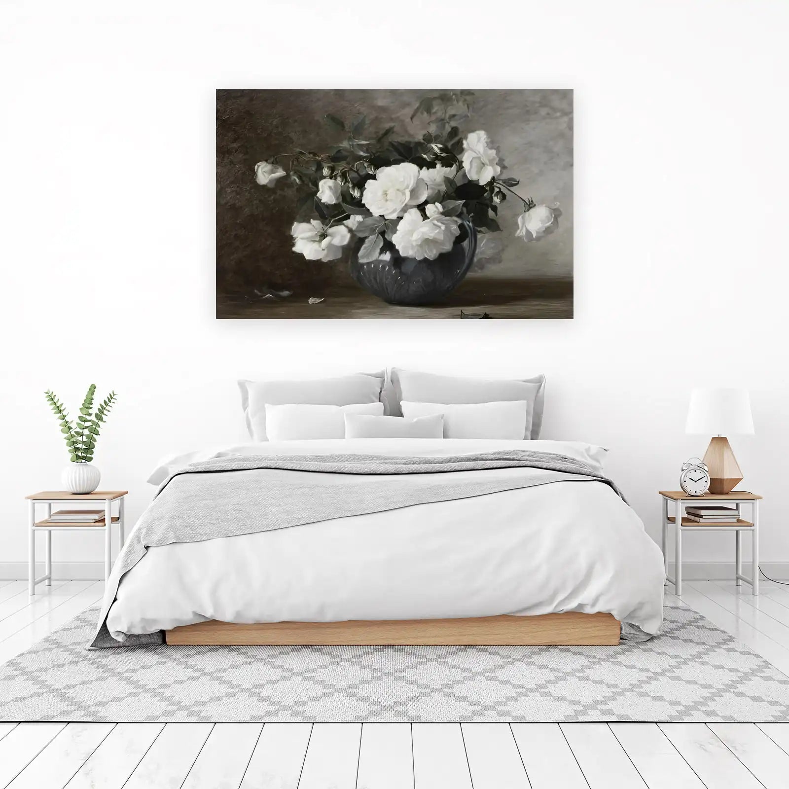 Elegant White Roses Still Life Wall Art