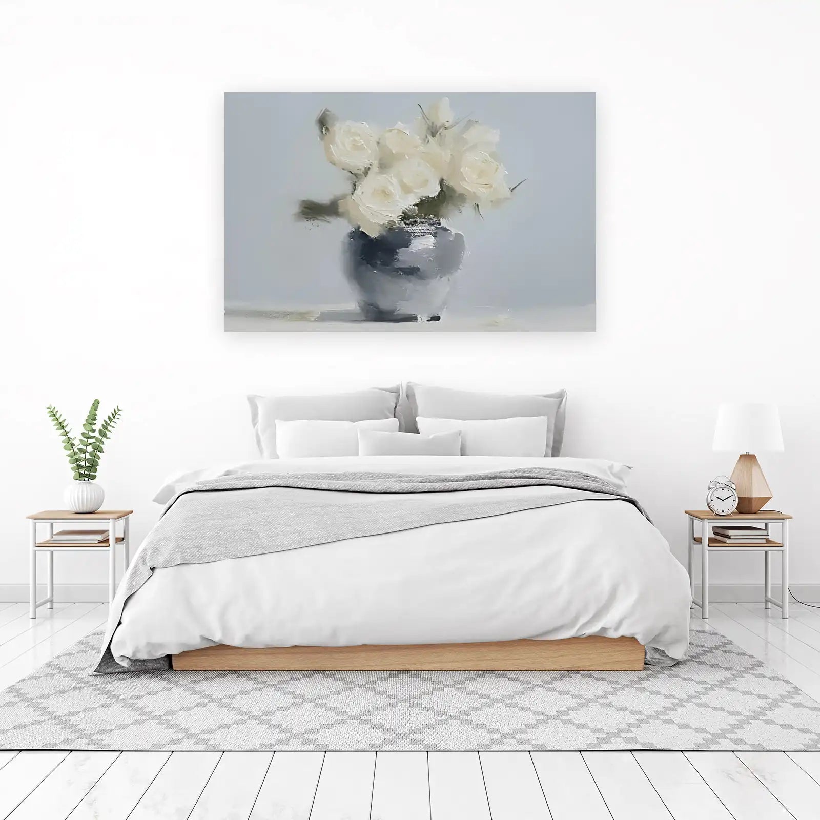 Elegant White Roses Still Life Wall Art