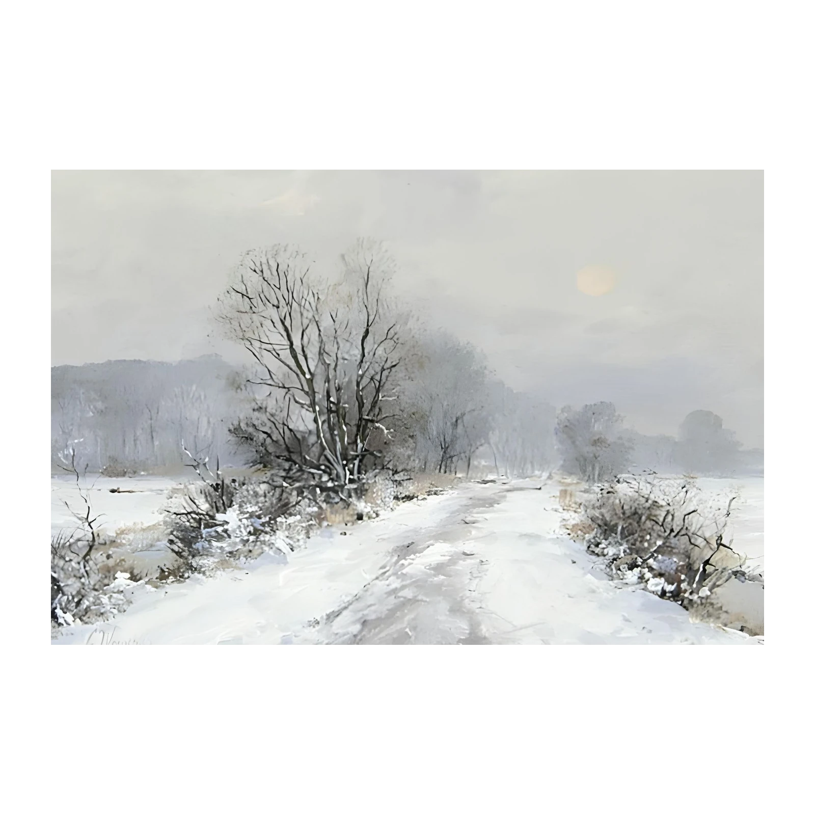 Serene Snowy Path Landscape Wall Art