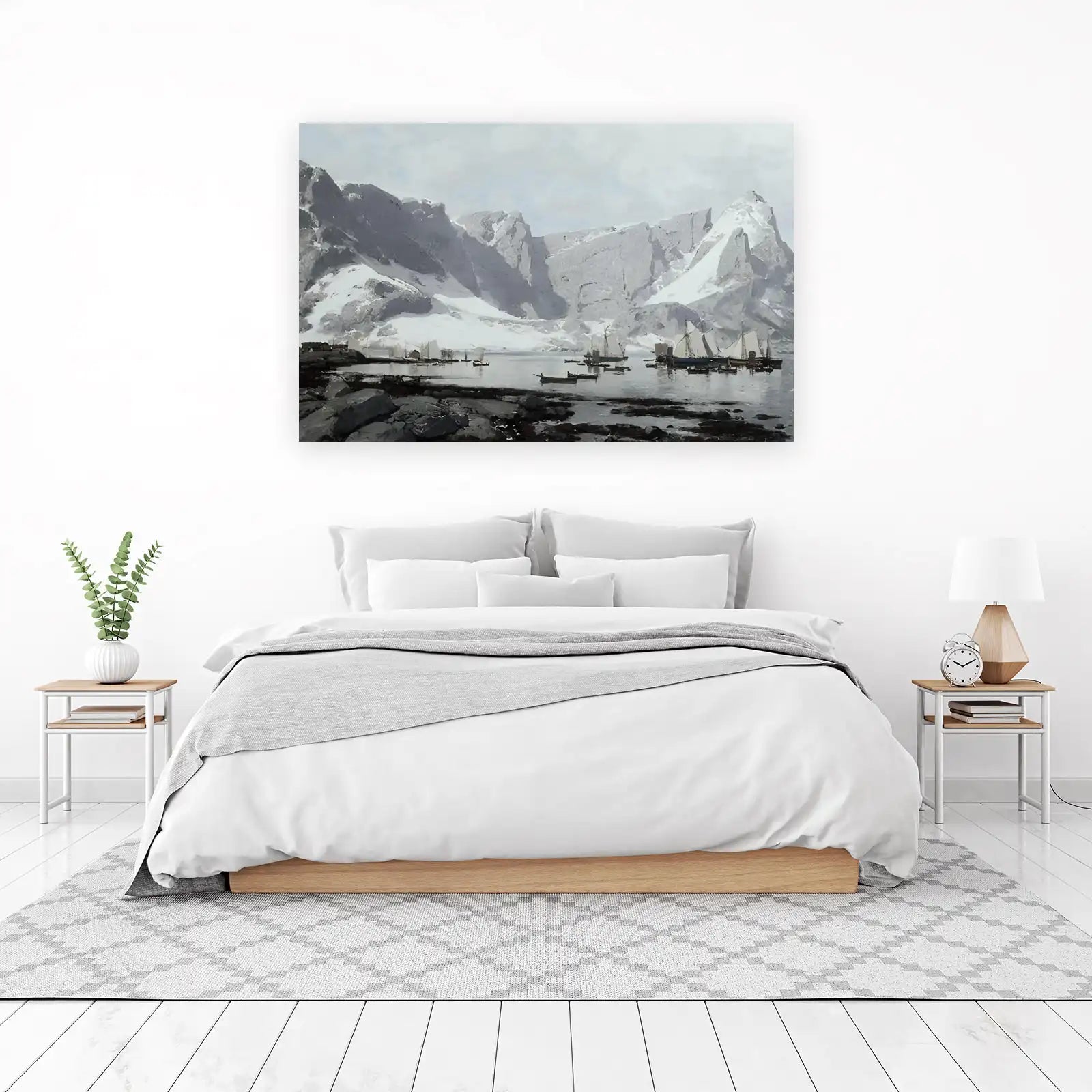 Vintage Arctic Harbor Sailboats Wall Art