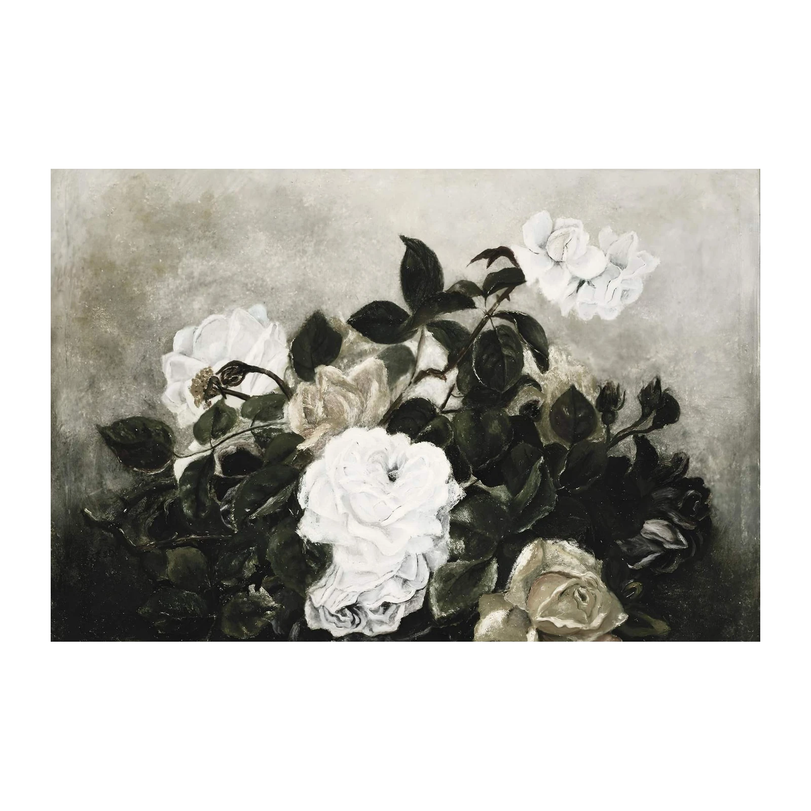 Elegant White Roses Botanical Art Wall Art