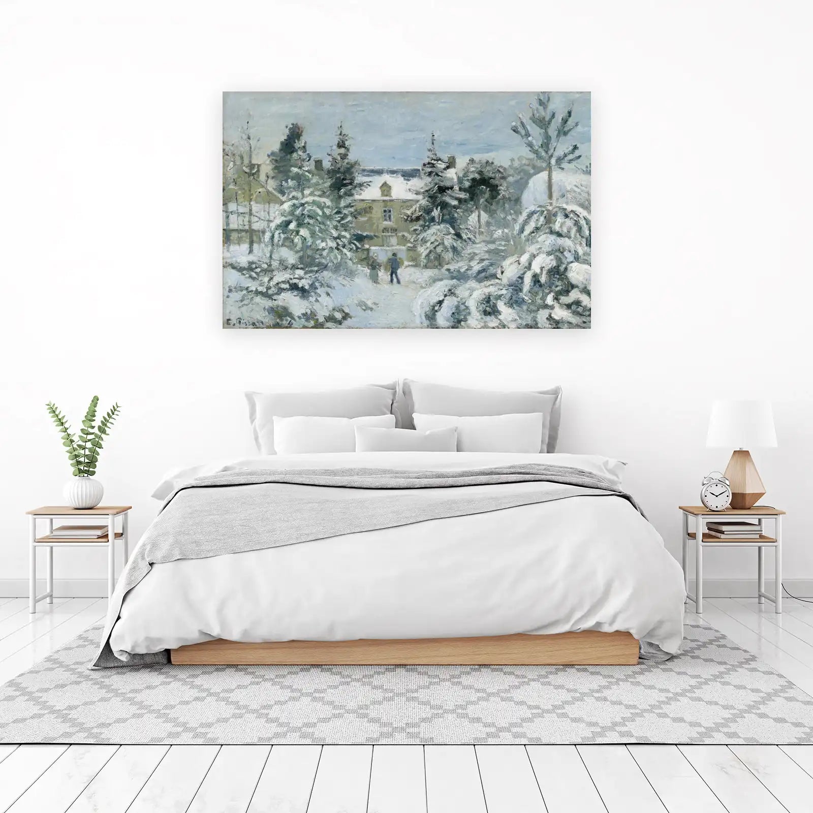 Cozy Winter Scene: Impressionist Snowy Landscape Wall Art