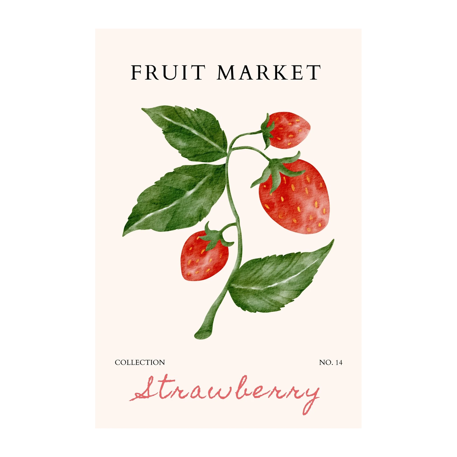 Botanical Strawberry Art Print - Kitchen Wall Decor Wall Art