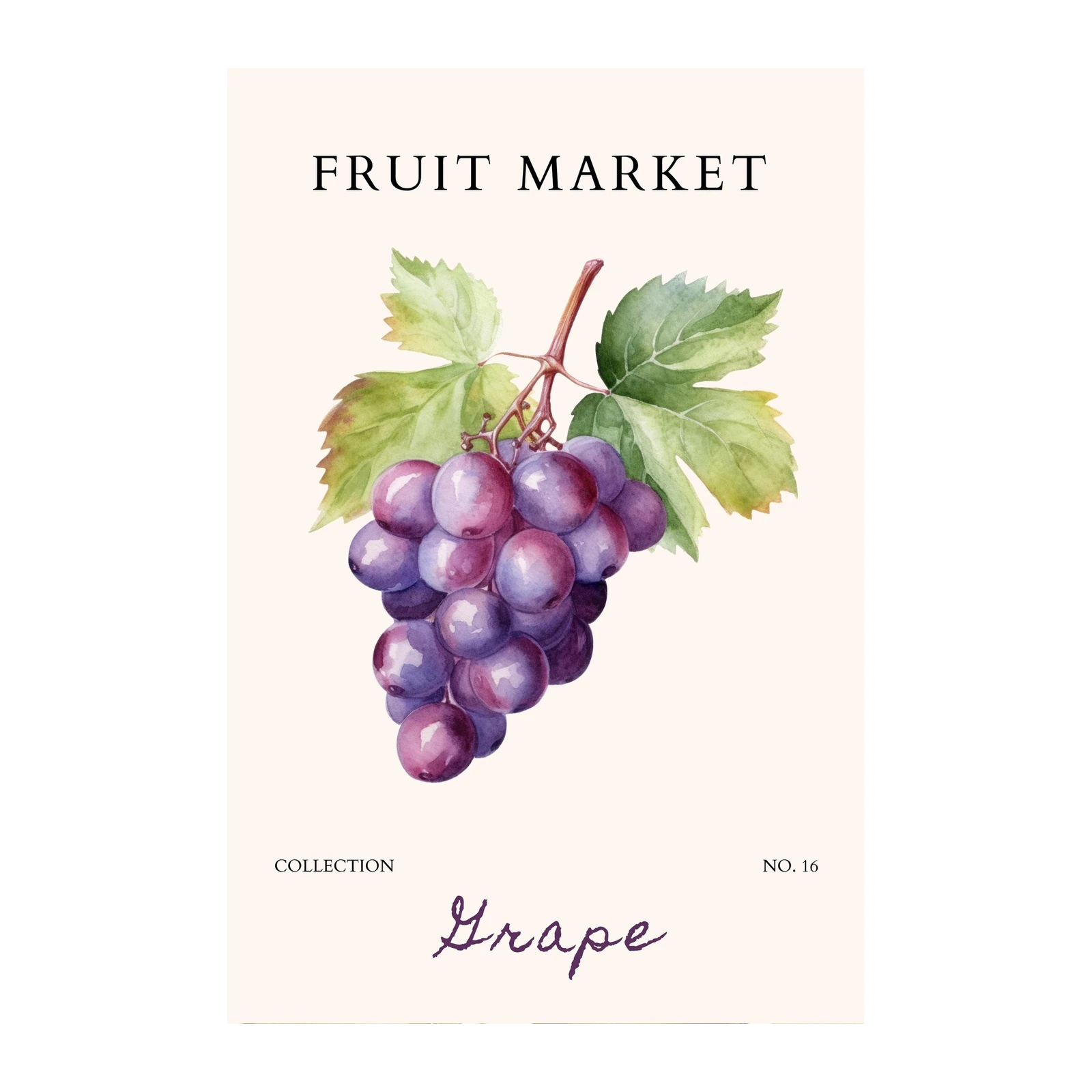 Elegant Grape Still Life Watercolor Wall Art