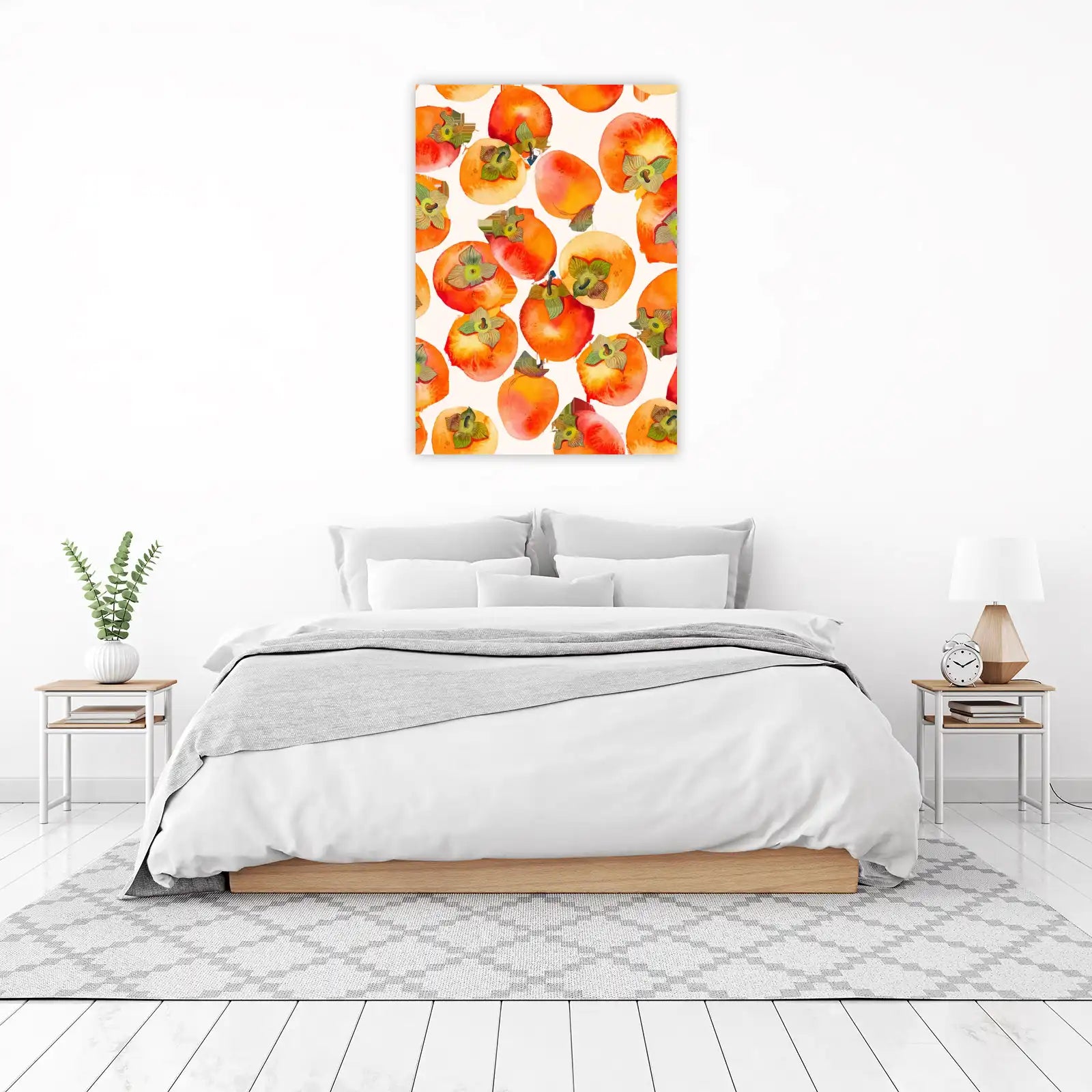 Vibrant Watercolor Persimmon Pattern Wall Art