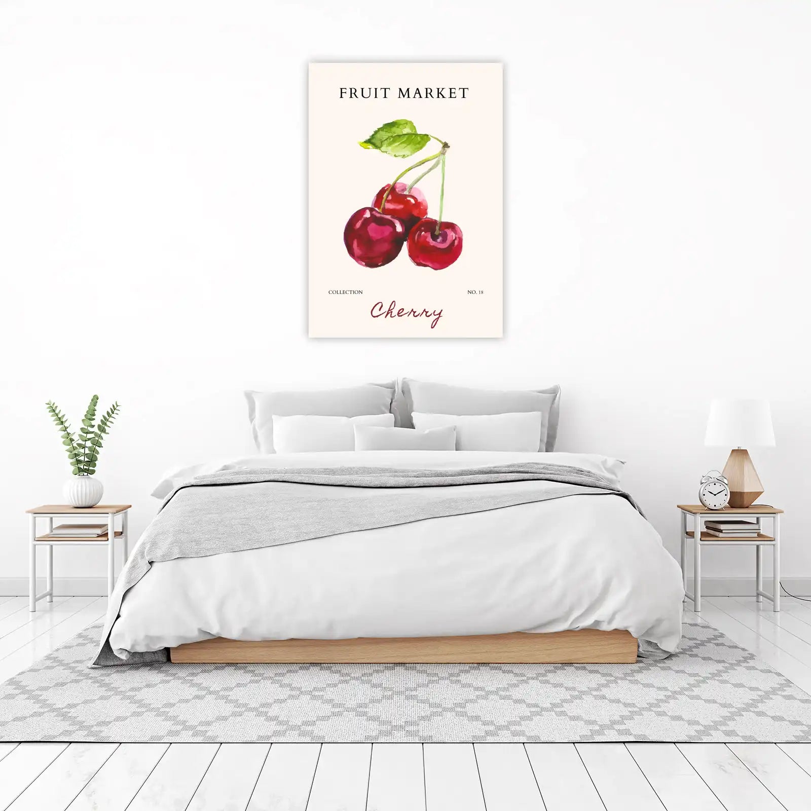 Vibrant Cherry Watercolour Fruit Market Wall Art