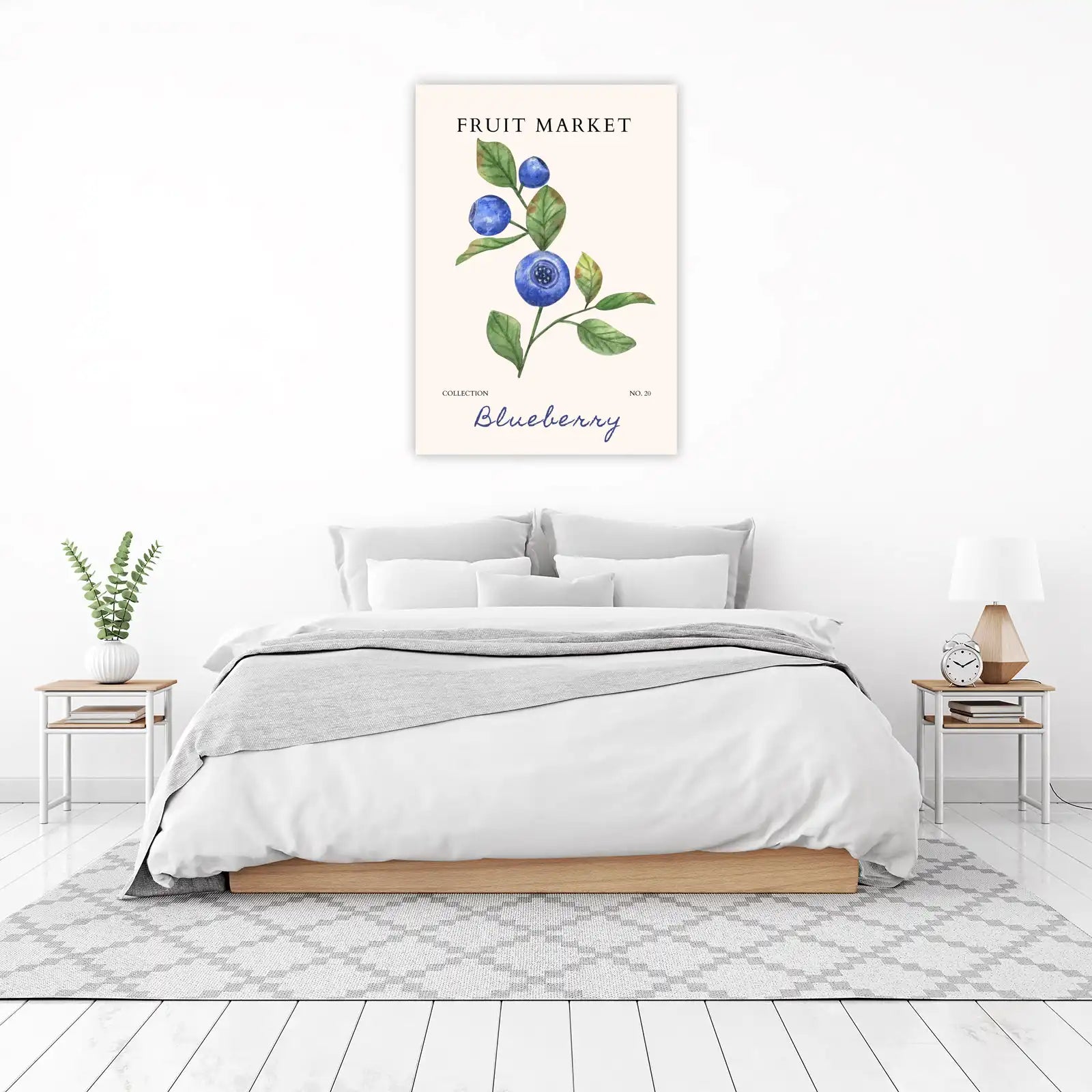 Watercolor Blueberry Botanical Fruit Market Wall Art
