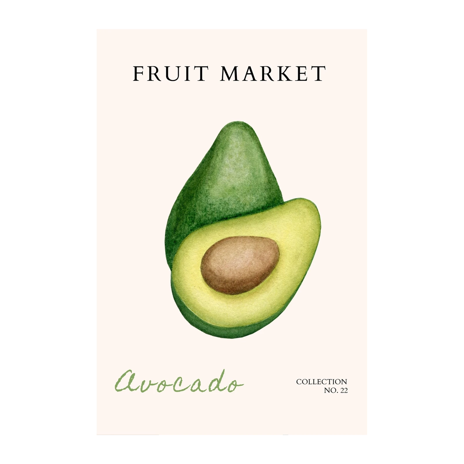 Fresh Avocado Watercolor Fruit Market Wall Art